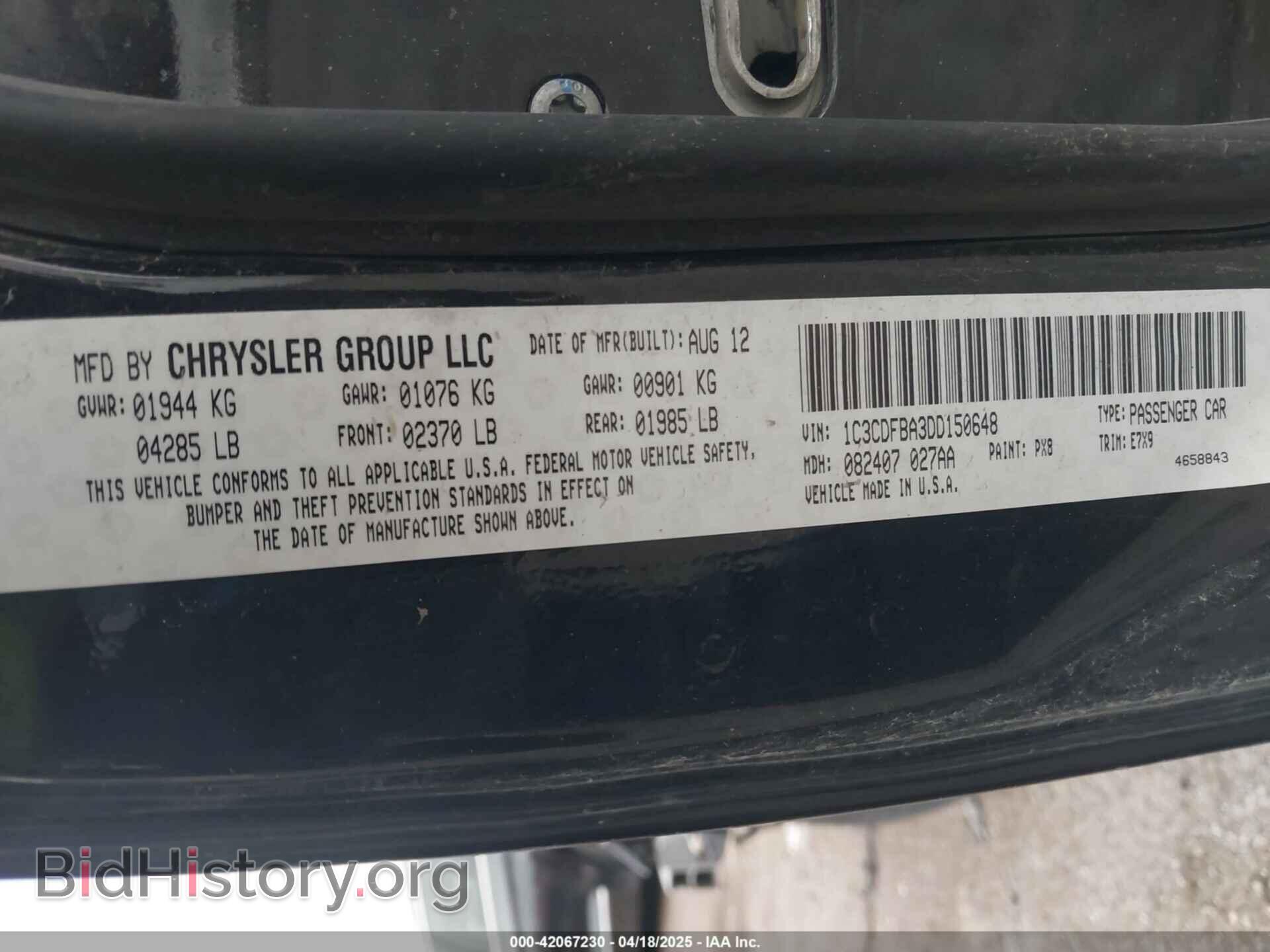 2013 DODGE DART - VIN: 1C3CDFBA3DD150648 - Photo 9