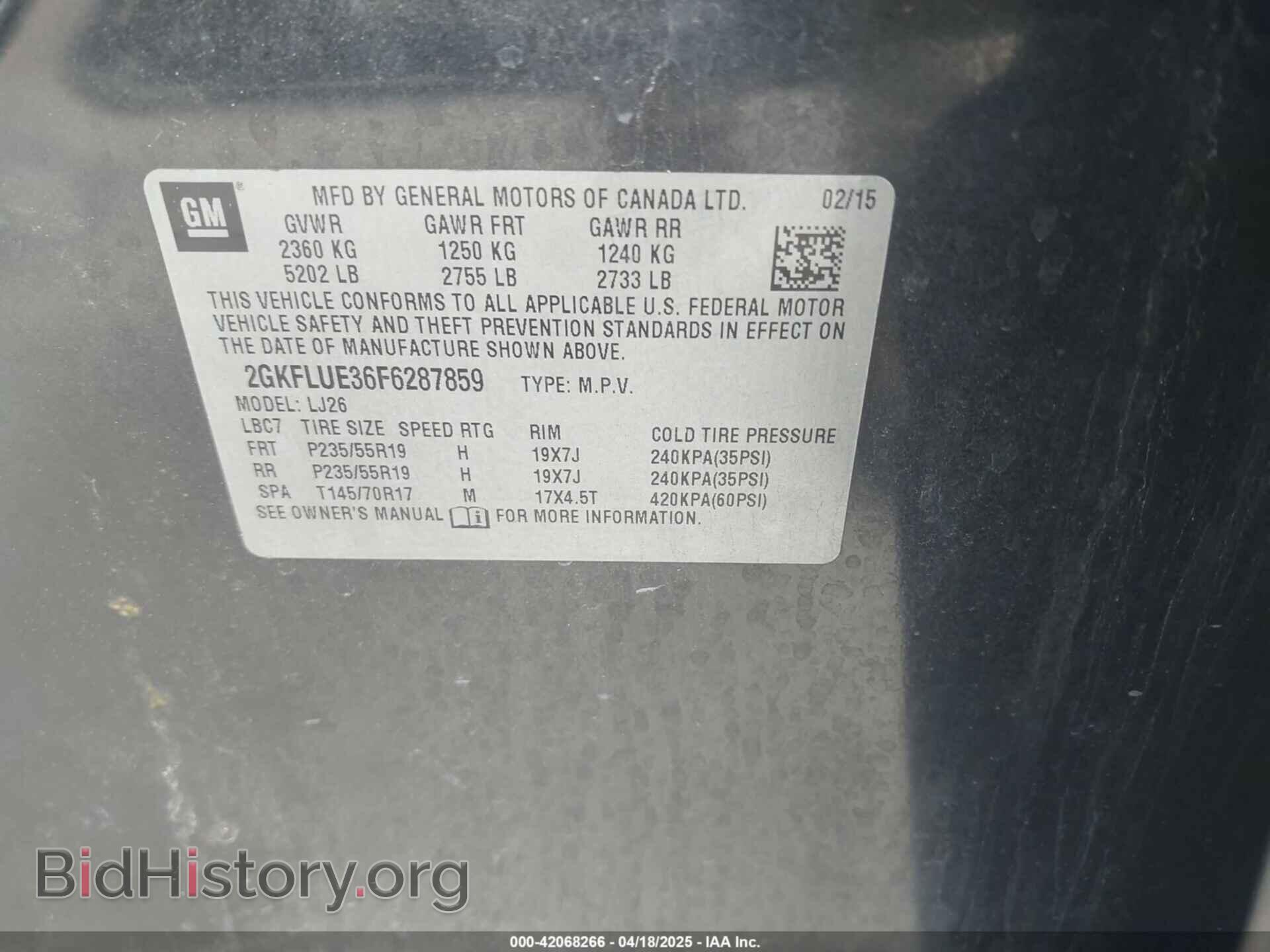 2015 GMC TERRAIN - VIN: 2GKFLUE36F6287859 - Photo 9