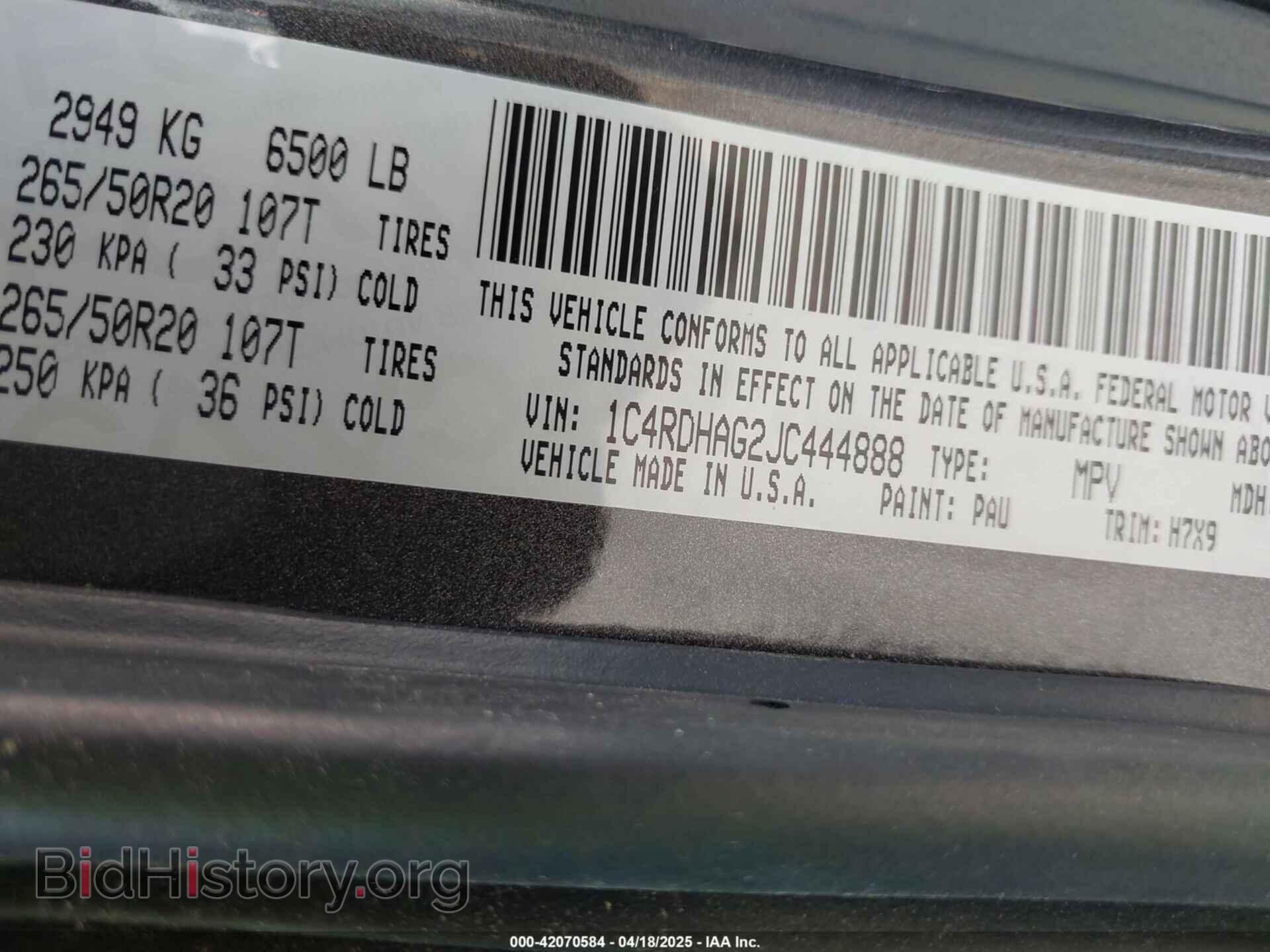 2018 DODGE DURANGO - VIN: 1C4RDHAG2JC444888 - Photo 9