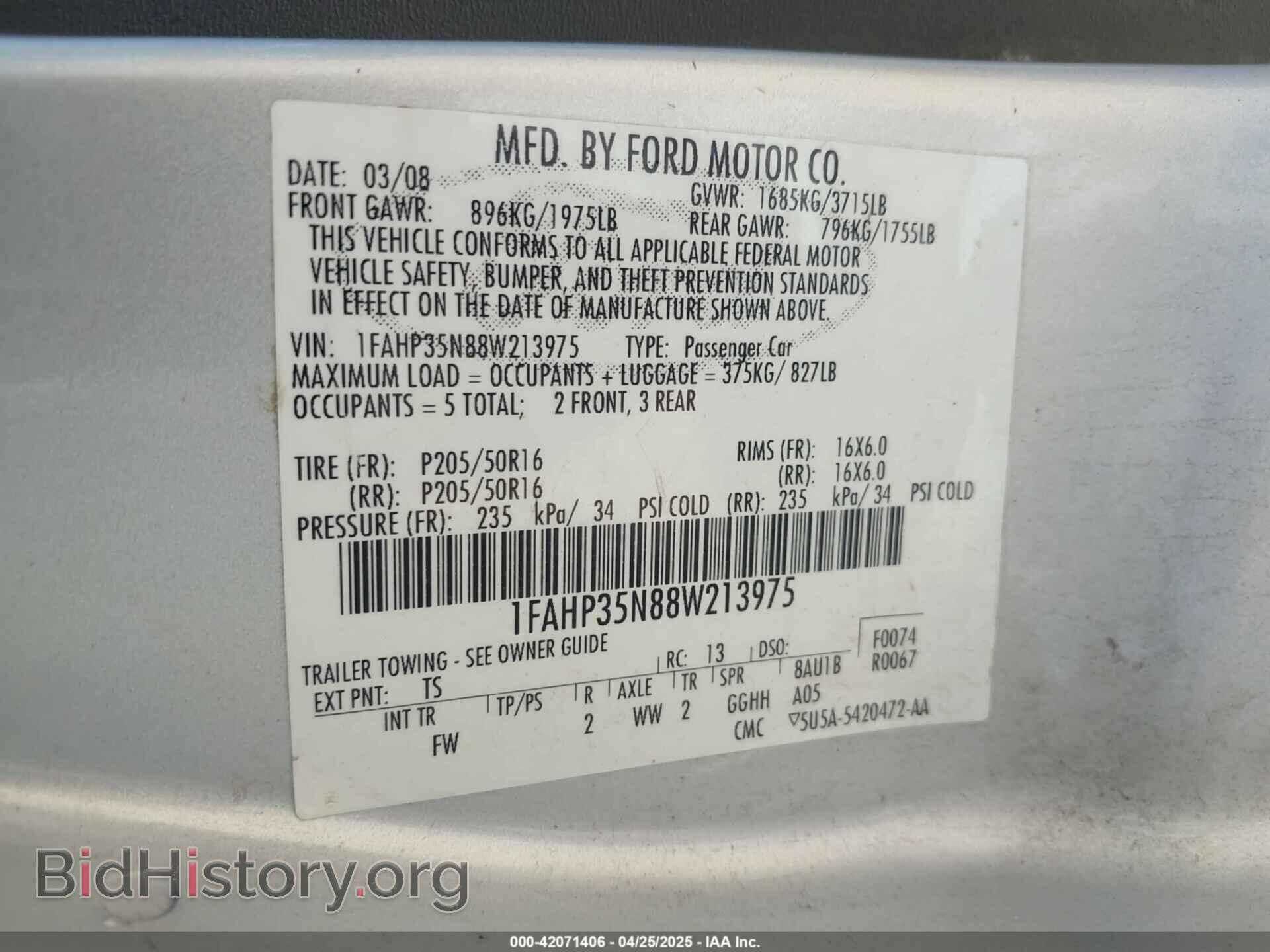2008 FORD FOCUS - VIN: 1FAHP35N88W213975 - Фото 9