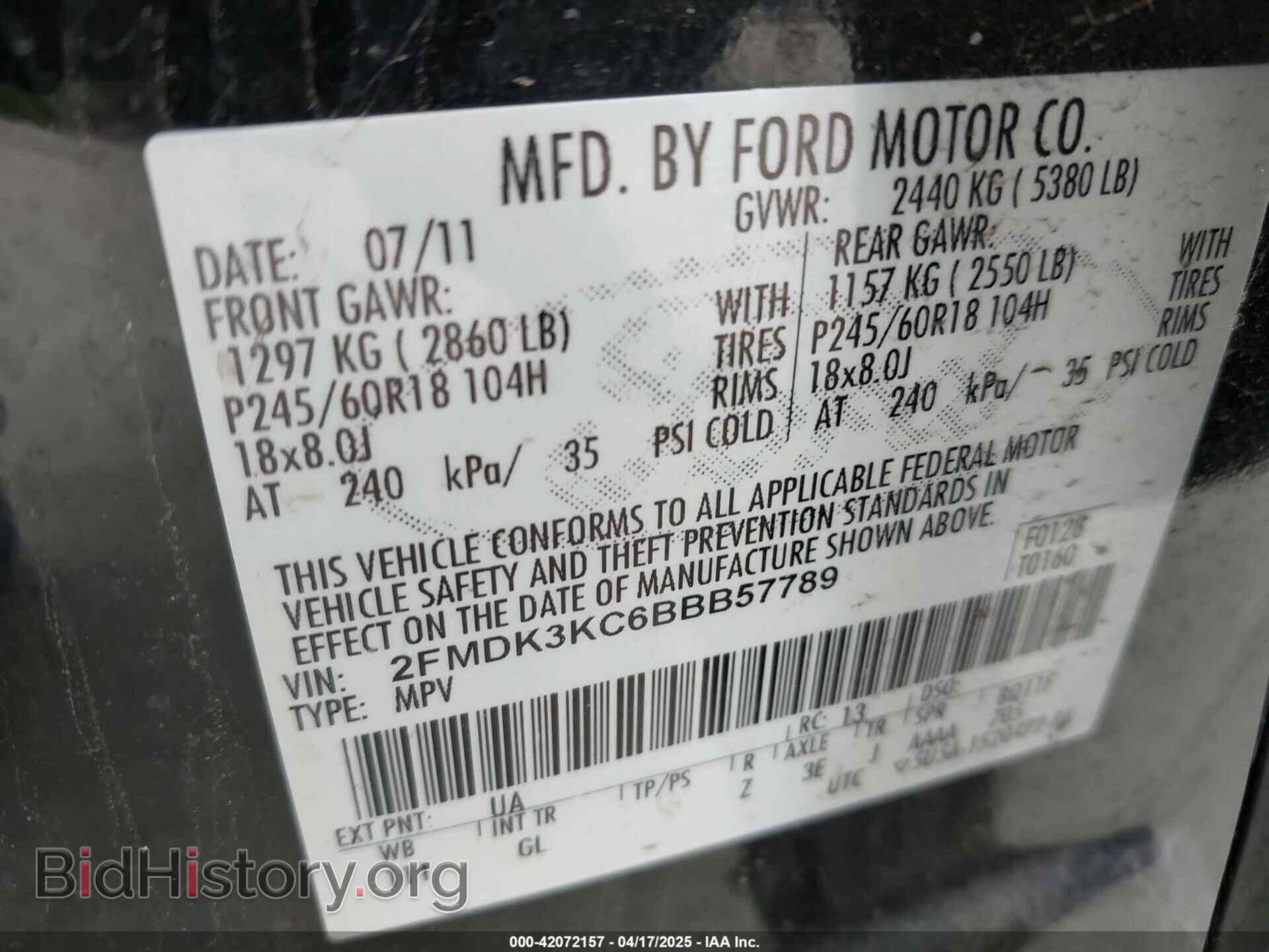 2011 FORD EDGE - VIN: 2FMDK3KC6BBB57789 - Photo 9