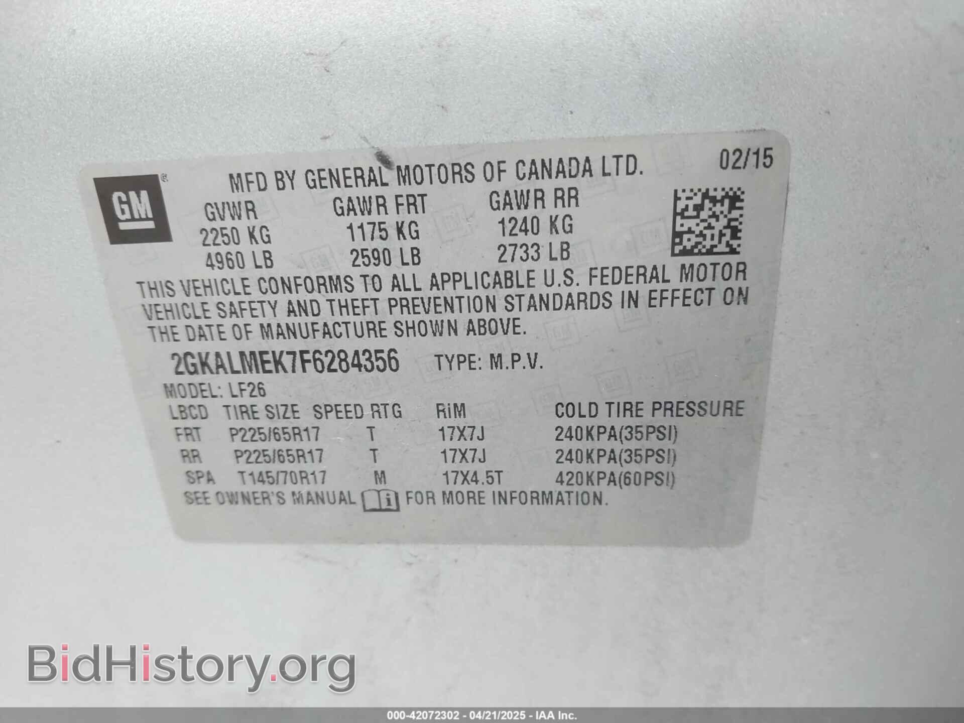 2015 GMC TERRAIN - VIN: 2GKALMEK7F6284356 - Photo 9