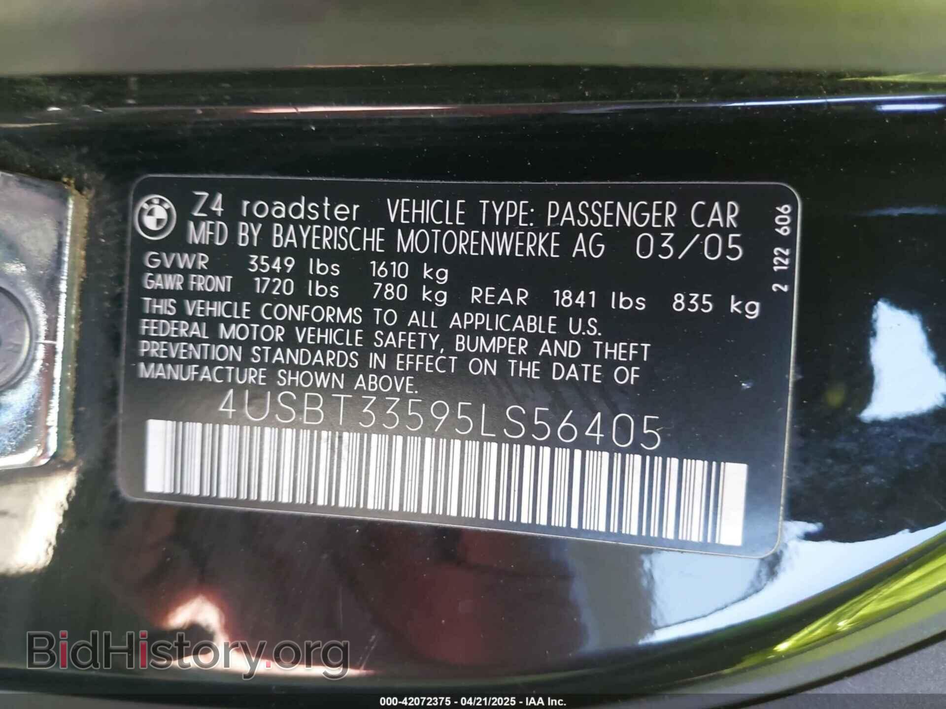 2005 BMW Z4 - VIN: 4USBT33595LS56405 - Фото 9