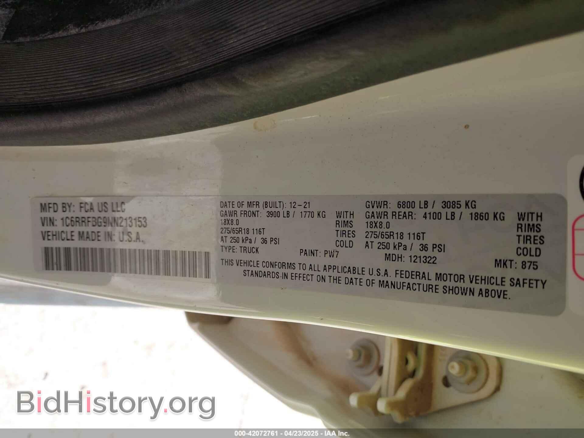 2022 RAM 1500 - VIN: 1C6RRFBG9NN213153 - Фото 9