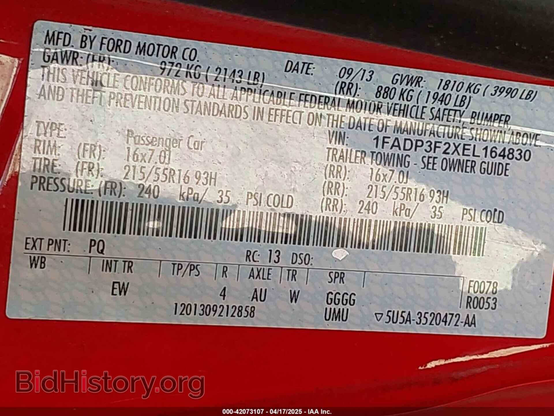 2014 FORD FOCUS - VIN: 1FADP3F2XEL164830 - Фото 9