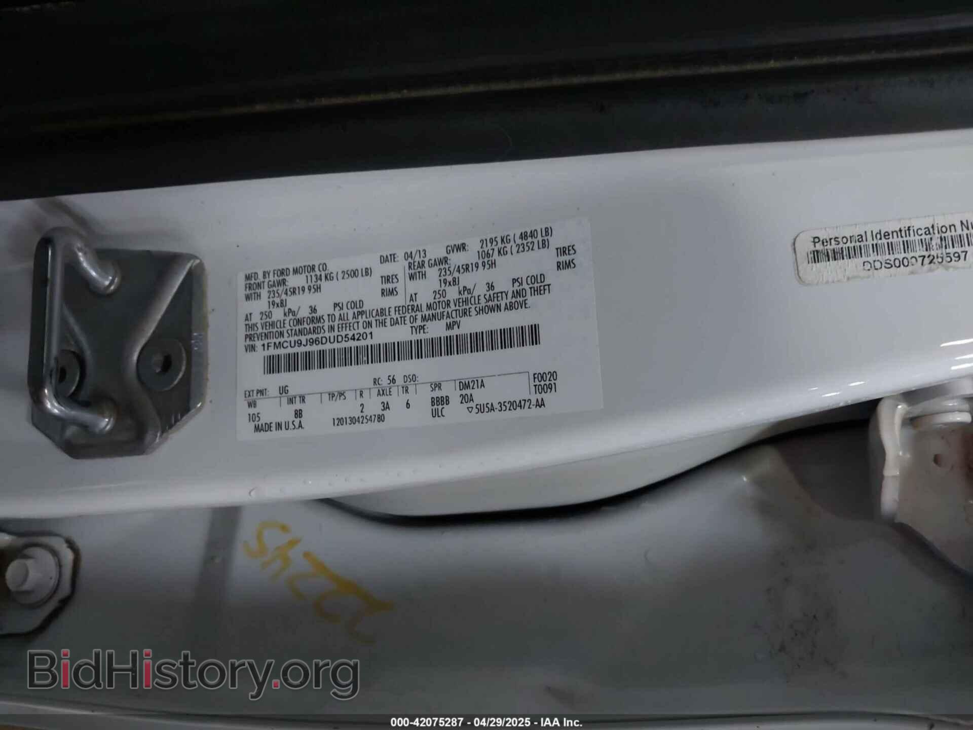 2013 FORD ESCAPE - VIN: 1FMCU9J96DUD54201 - Фото 9