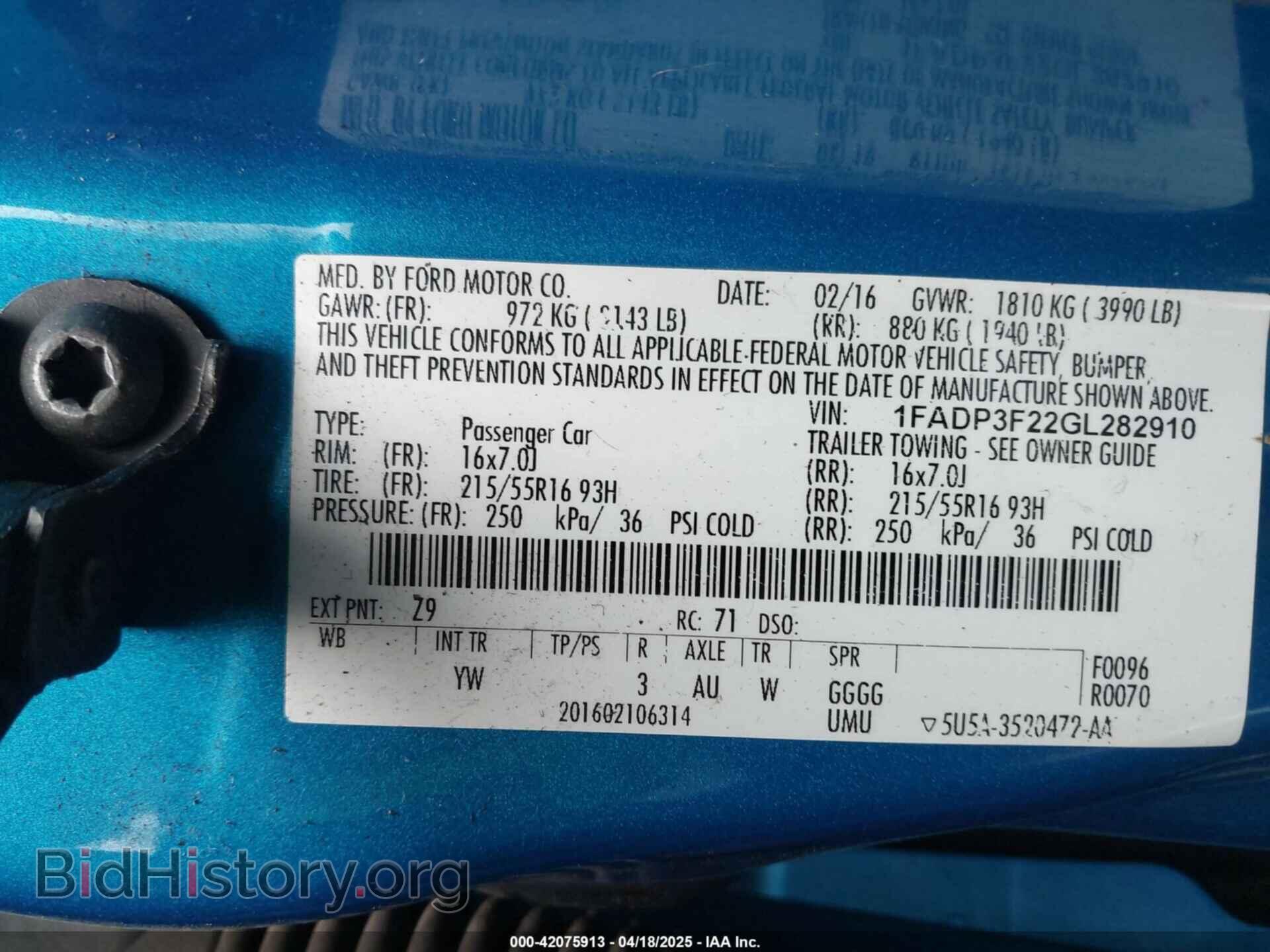 2016 FORD FOCUS - VIN: 1FADP3F22GL282910 - Фото 8