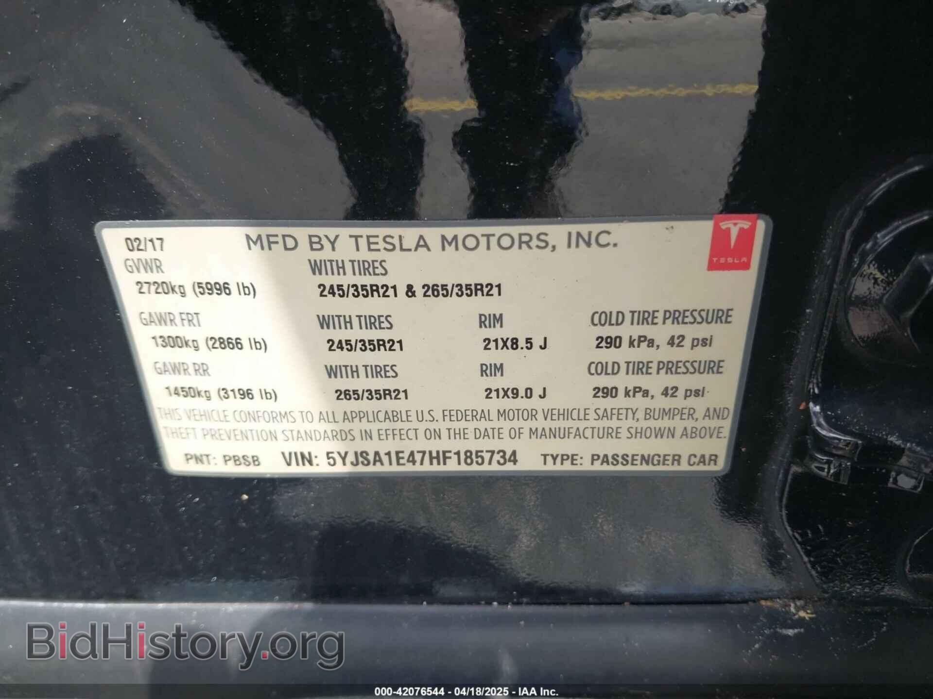 2017 TESLA MODEL S - VIN: 5YJSA1E47HF185734 - Photo 9