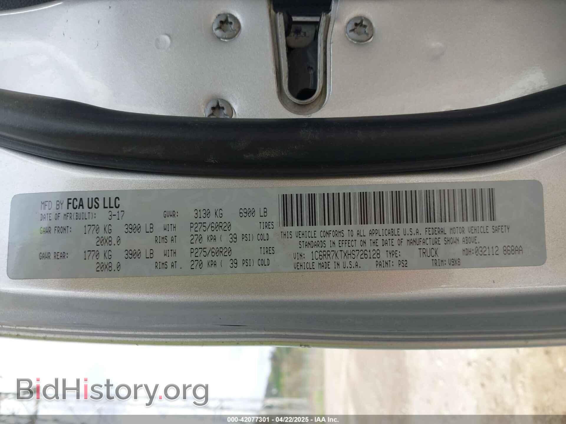 2017 RAM 1500 - VIN: 1C6RR7KTXHS726128 - Фото 9