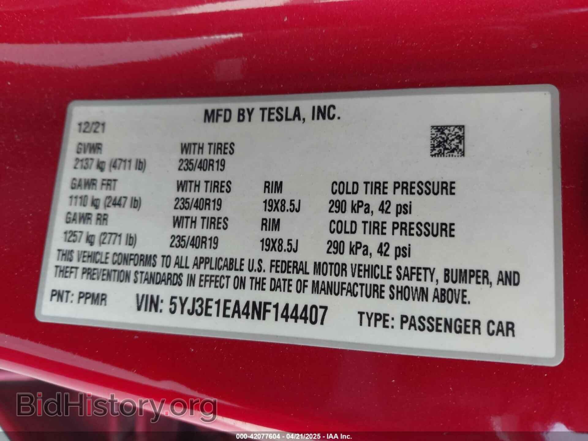 2022 TESLA MODEL 3 - VIN: 5YJ3E1EA4NF144407 - Фото 9