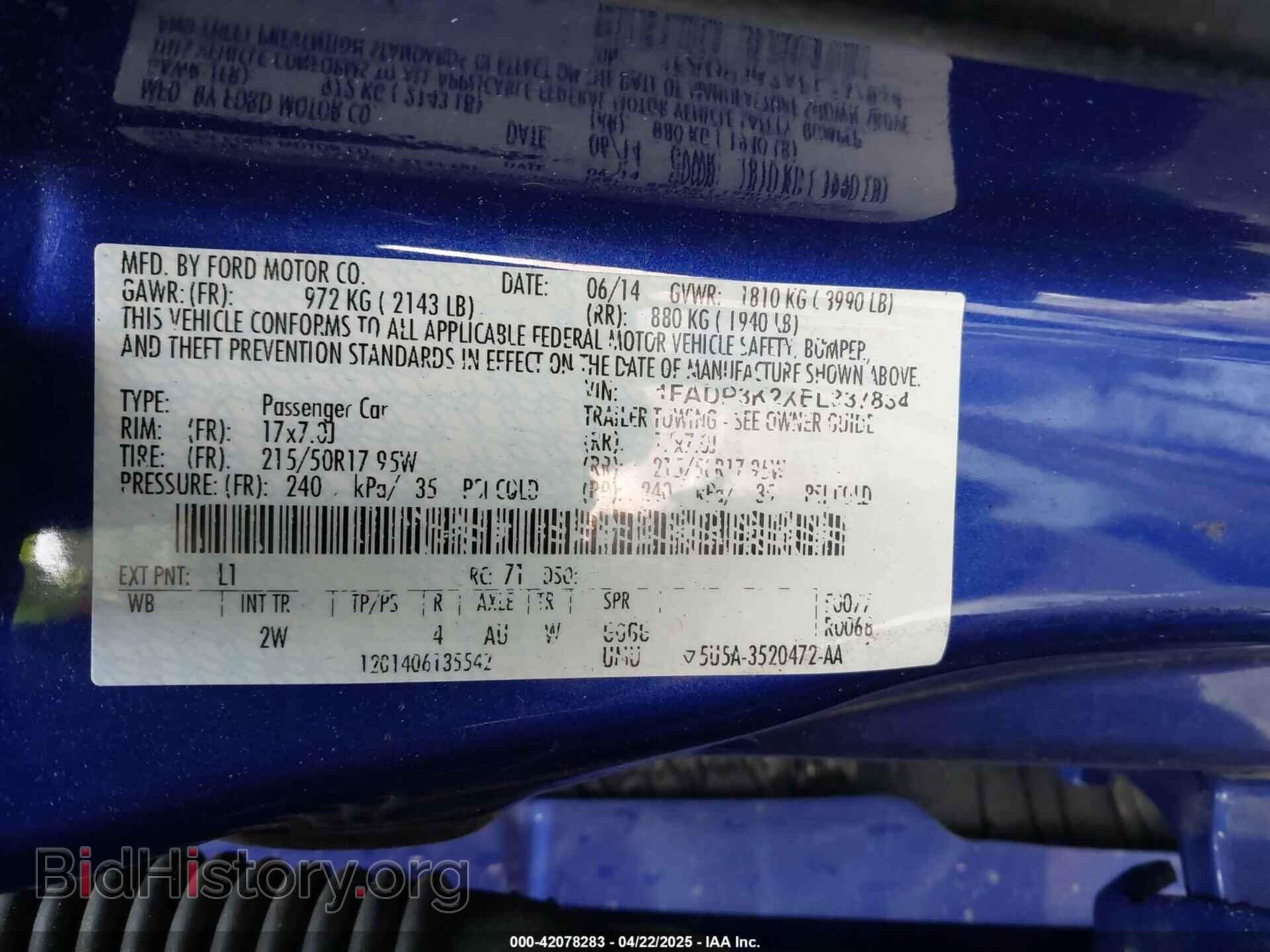 2014 FORD FOCUS - VIN: 1FADP3K2XEL337834 - Фото 9