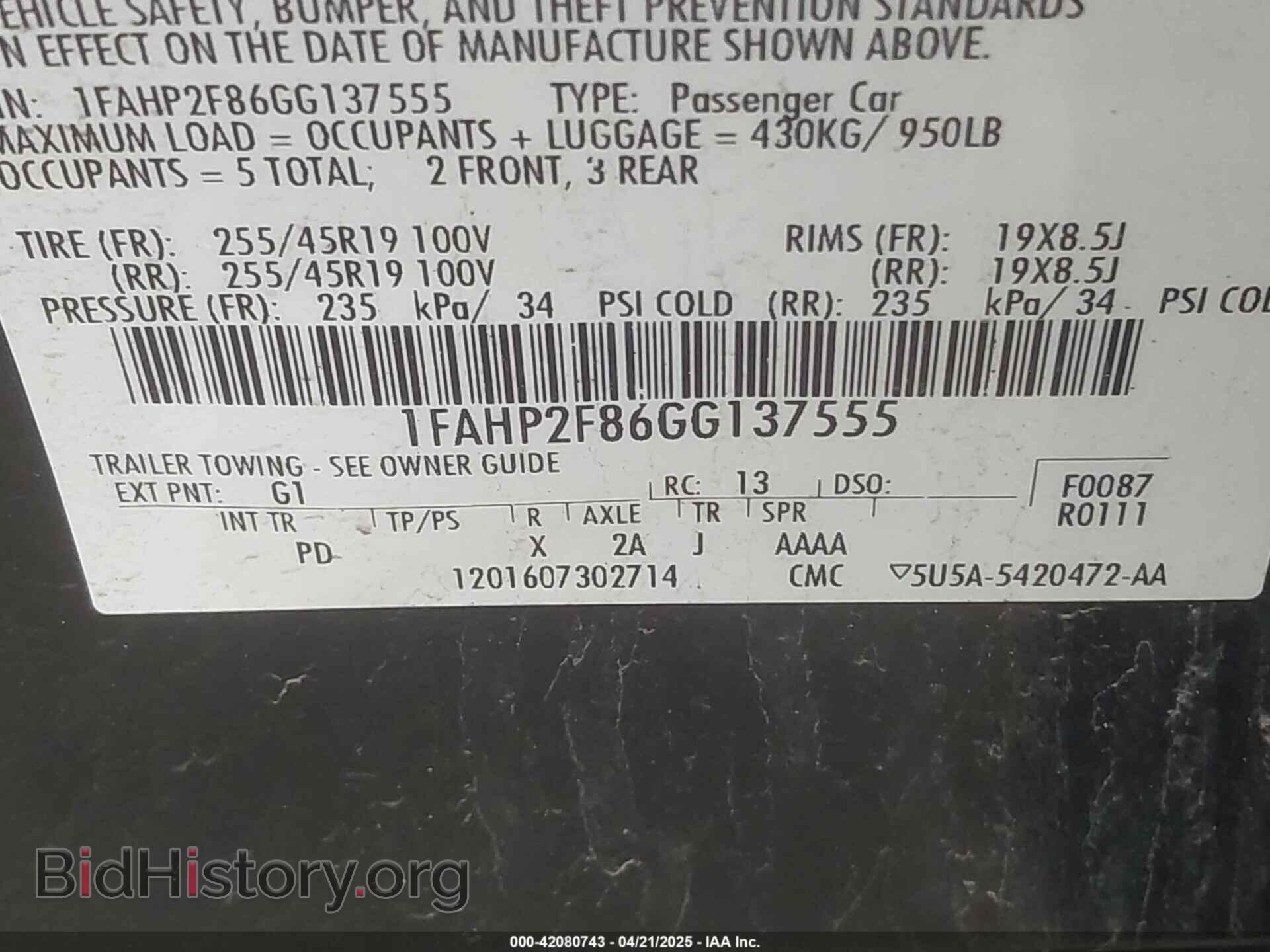 2016 FORD TAURUS - VIN: 1FAHP2F86GG137555 - Фото 9