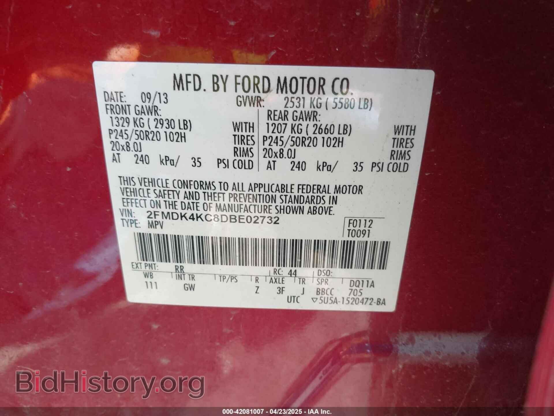 2013 FORD EDGE - VIN: 2FMDK4KC8DBE02732 - Photo 9