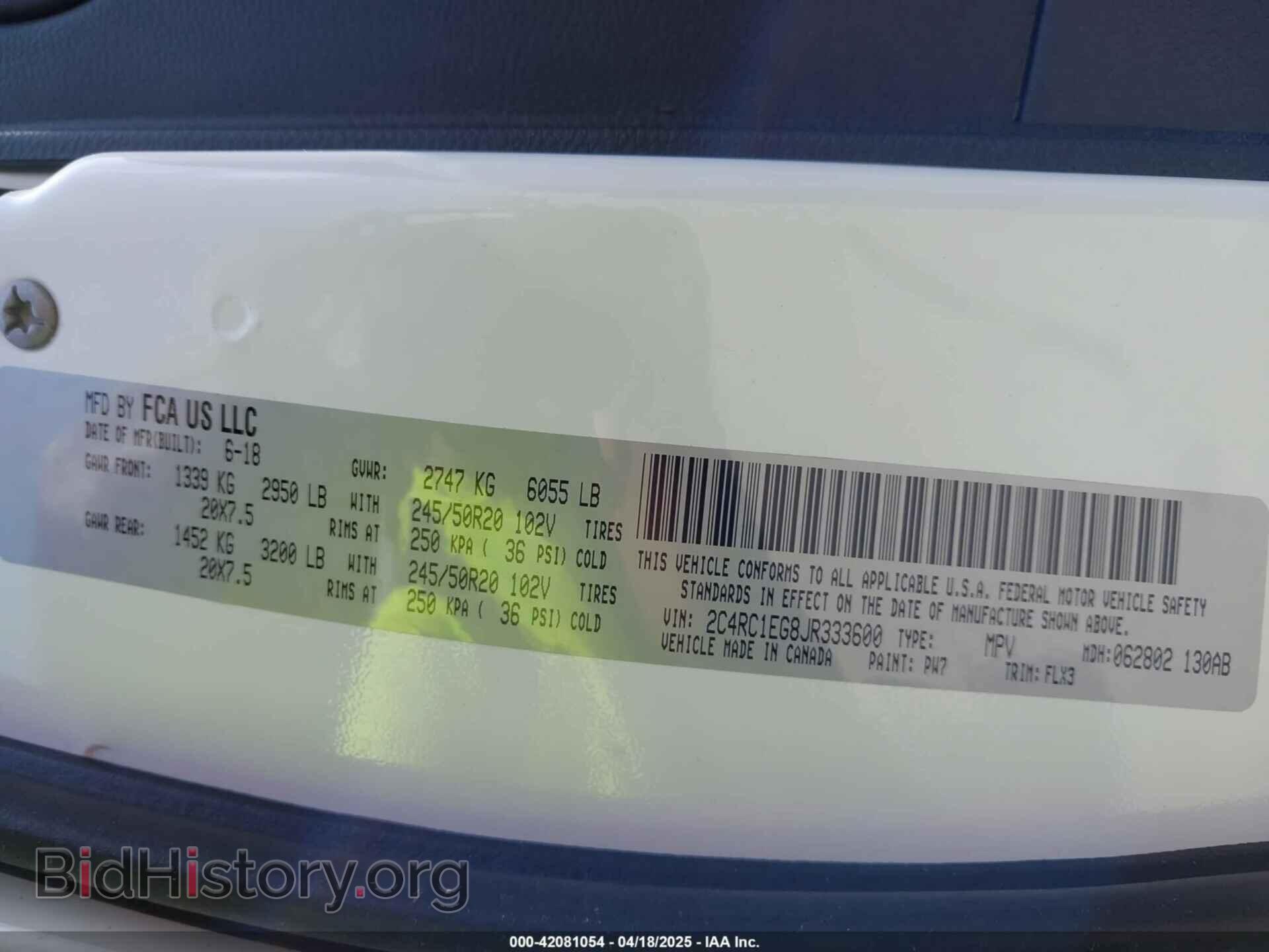 2018 CHRYSLER PACIFICA - VIN: 2C4RC1EG8JR333600 - Фото 9