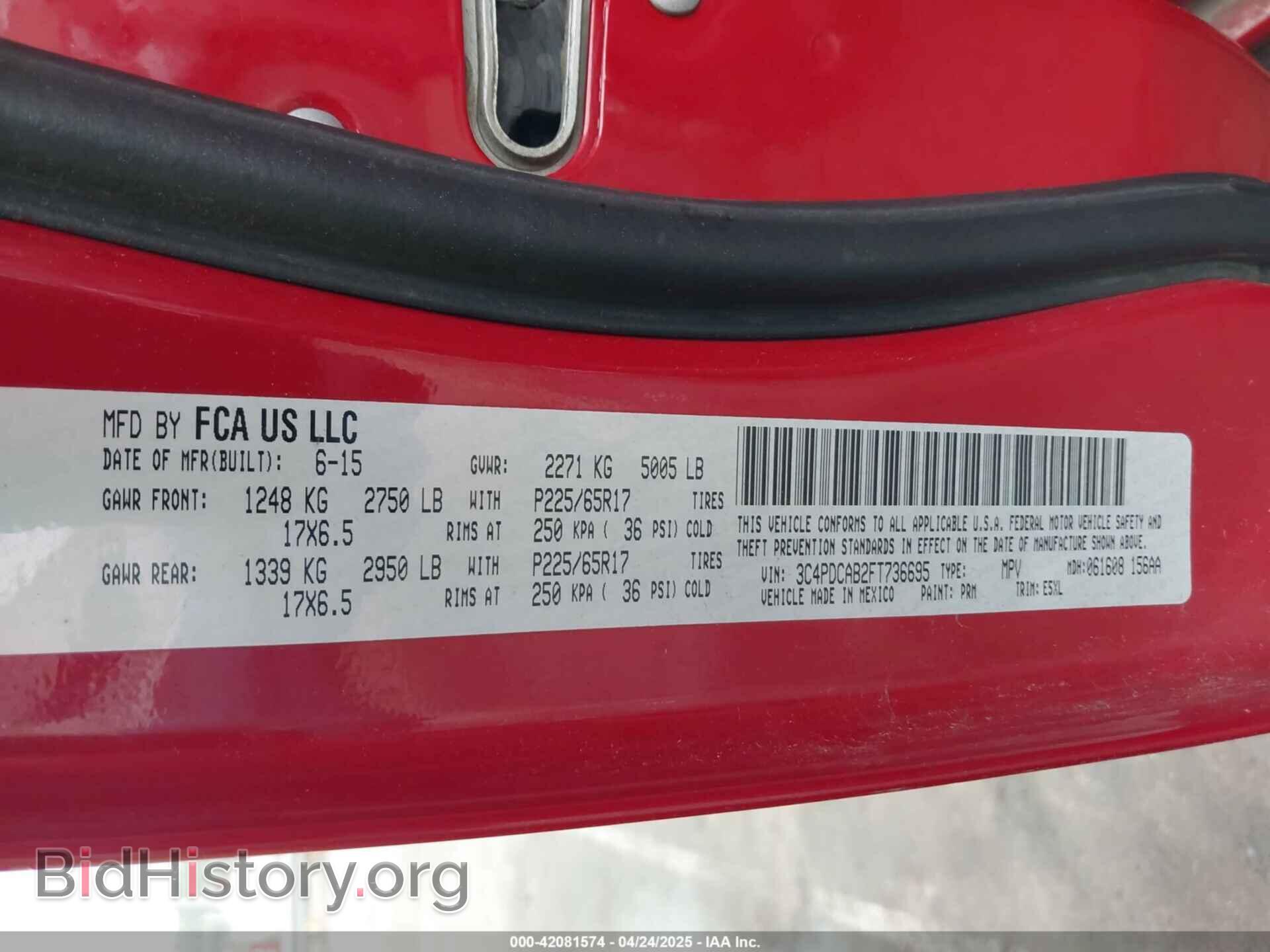 2015 DODGE JOURNEY - VIN: 3C4PDCAB2FT736695 - Photo 9