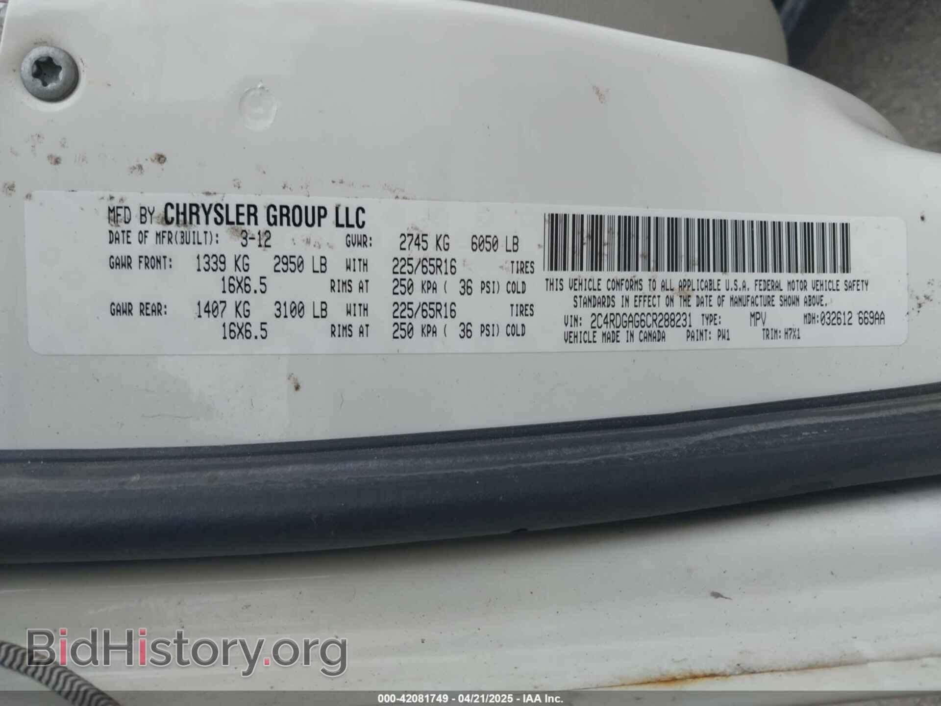 2012 RAM CARGO - VIN: 2C4RDGAG6CR288231 - Photo 9