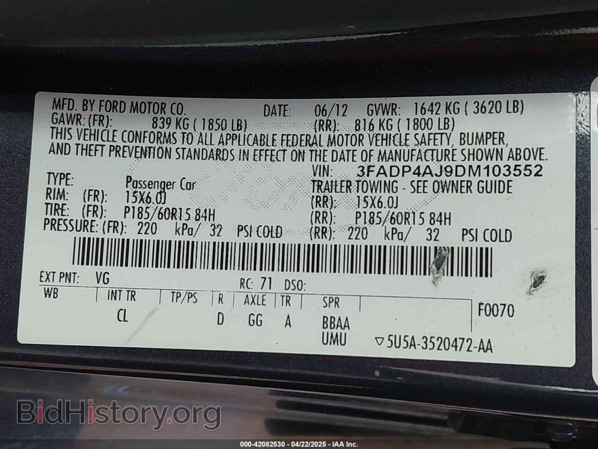 2013 FORD FIESTA - VIN: 3FADP4AJ9DM103552 - Фото 9