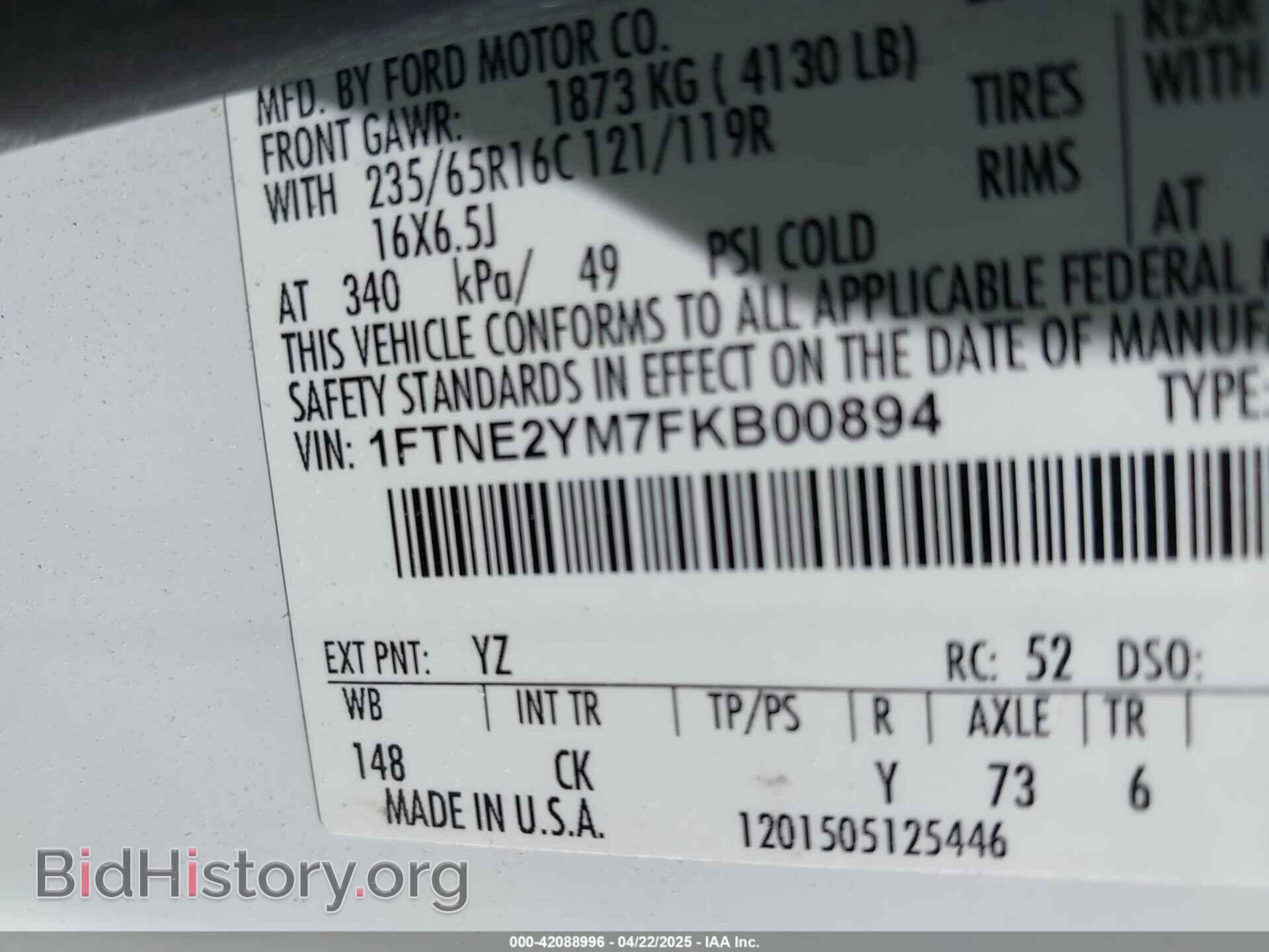2015 FORD TRANSIT-150 - VIN: 1FTNE2YM7FKB00894 - Photo 9
