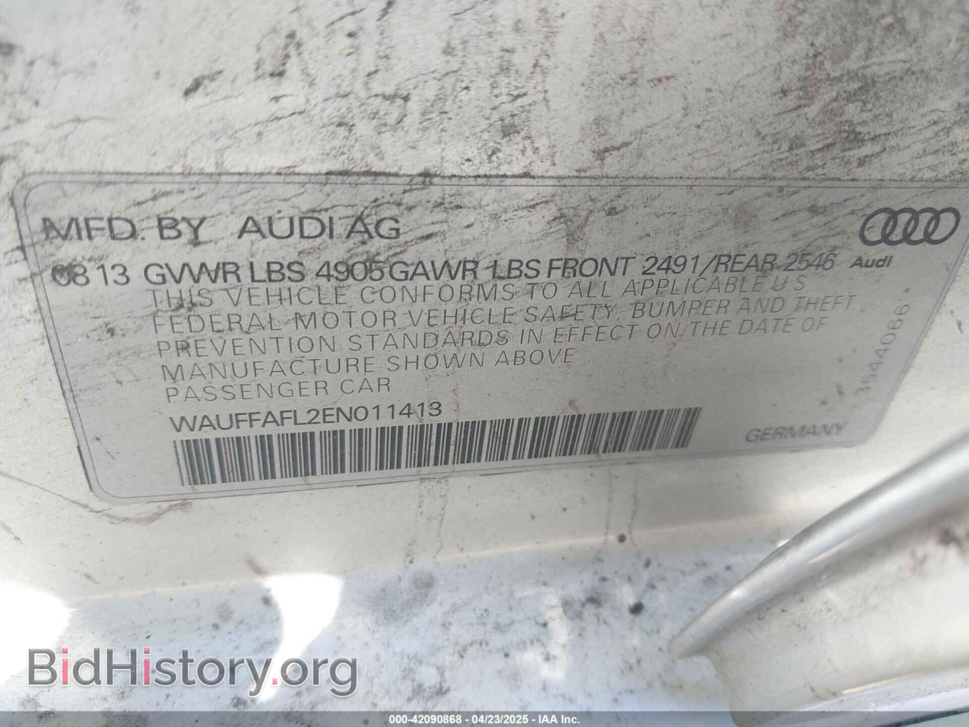2014 AUDI A4 - VIN: WAUFFAFL2EN011413 - Фото 9