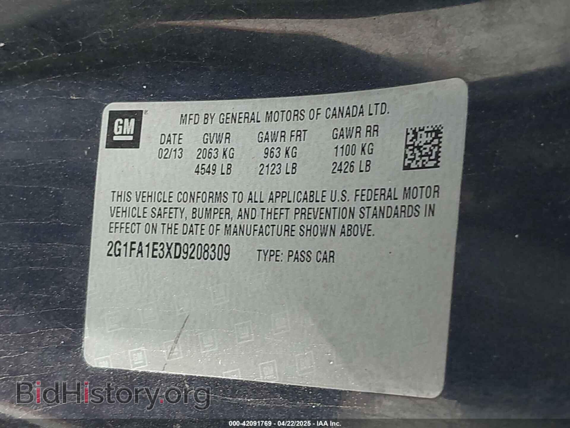 2013 CHEVROLET CAMARO - VIN: 2G1FA1E3XD9208309 - Фото 9
