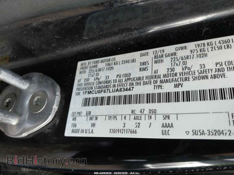2020 Ford ESCAPE (VIN 1FMCU0F67LUA83447) — фото 9 из 17