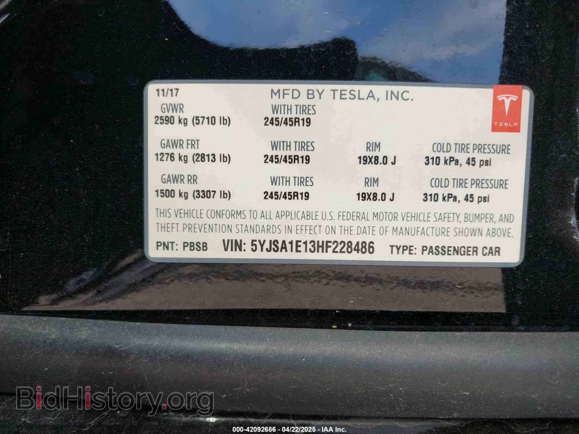 2017 TESLA MODEL S - VIN: 5YJSA1E13HF228486 - Photo 9