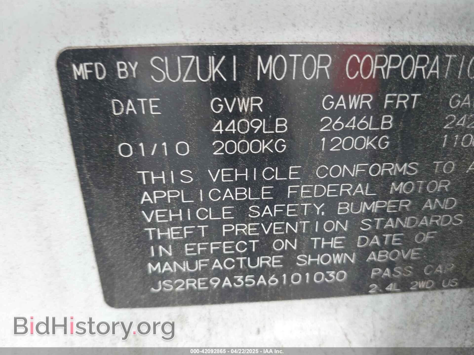 2010 SUZUKI KIZASHI - VIN: JS2RE9A35A6101030 - Photo 9