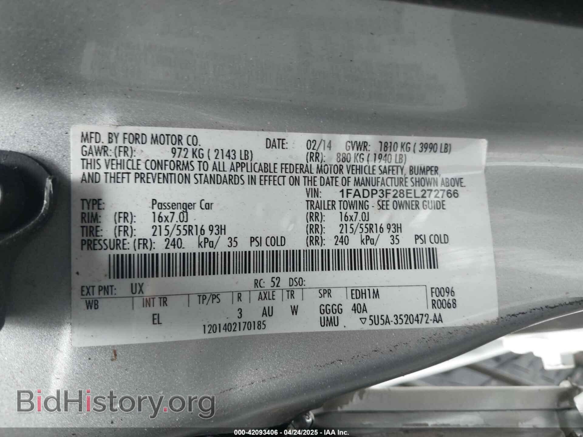 2014 FORD FOCUS - VIN: 1FADP3F28EL272766 - Фото 9