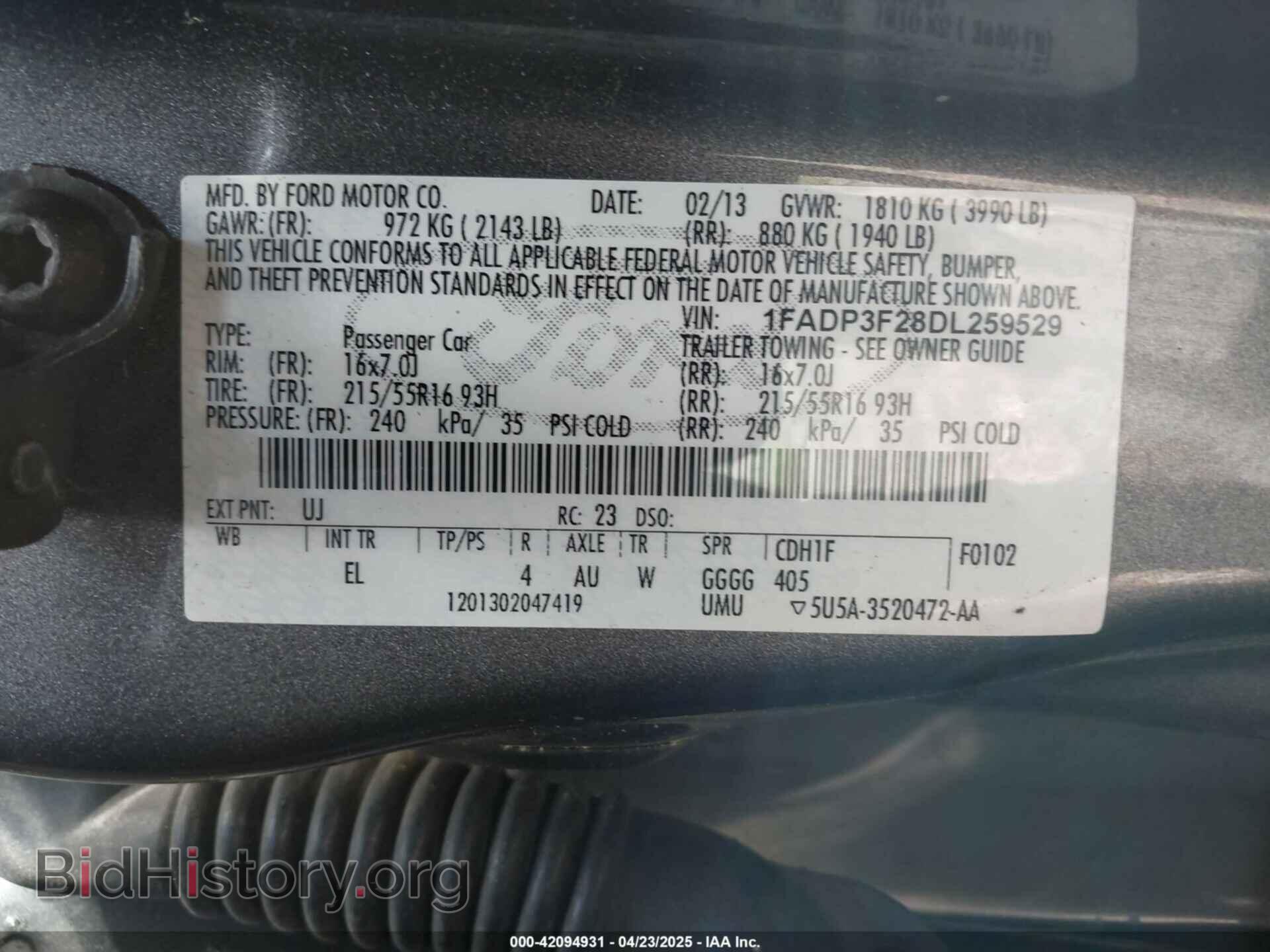 2013 FORD FOCUS - VIN: 1FADP3F28DL259529 - Фото 9
