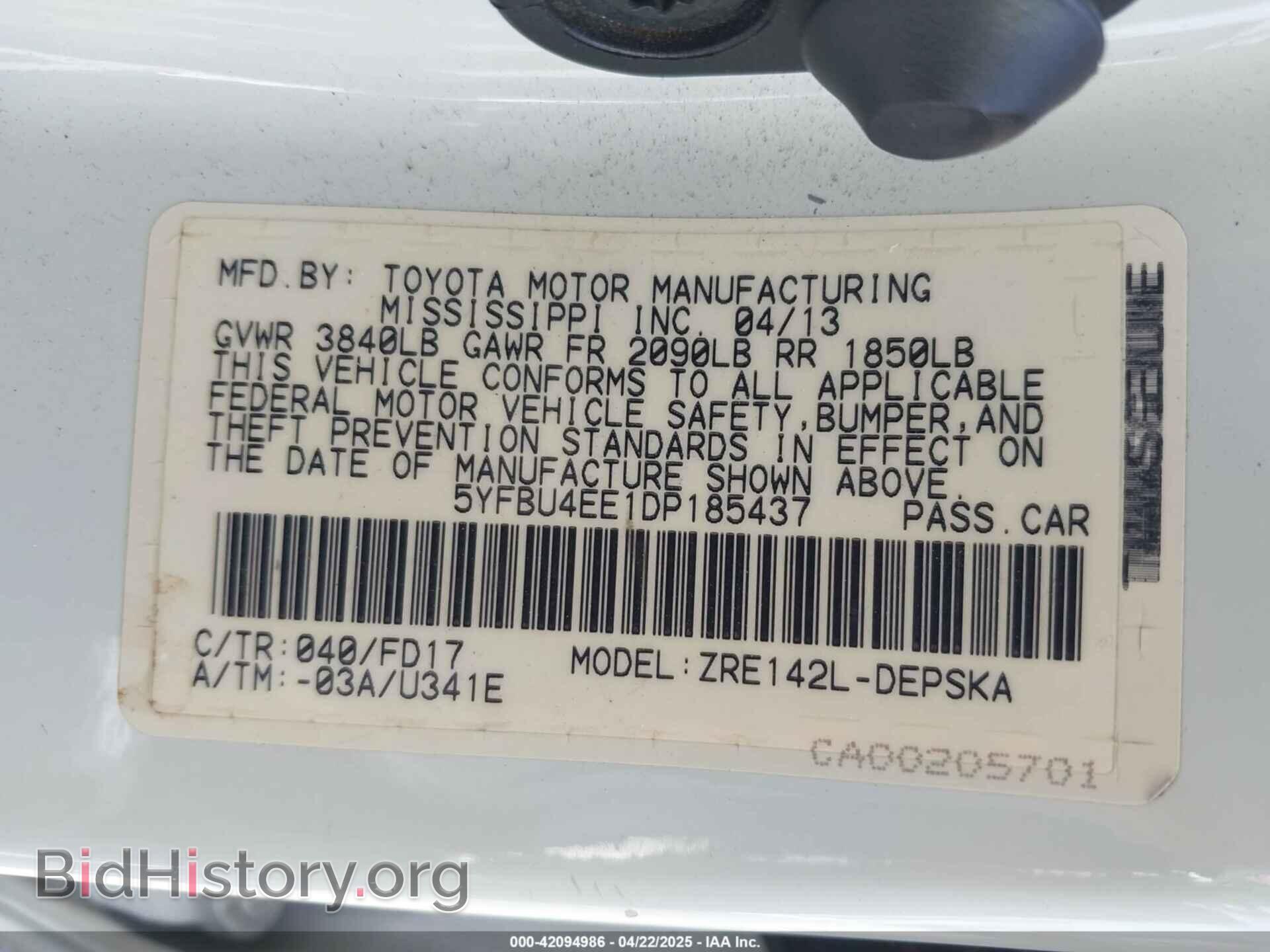 2013 TOYOTA COROLLA - VIN: 5YFBU4EE1DP185437 - Фото 9