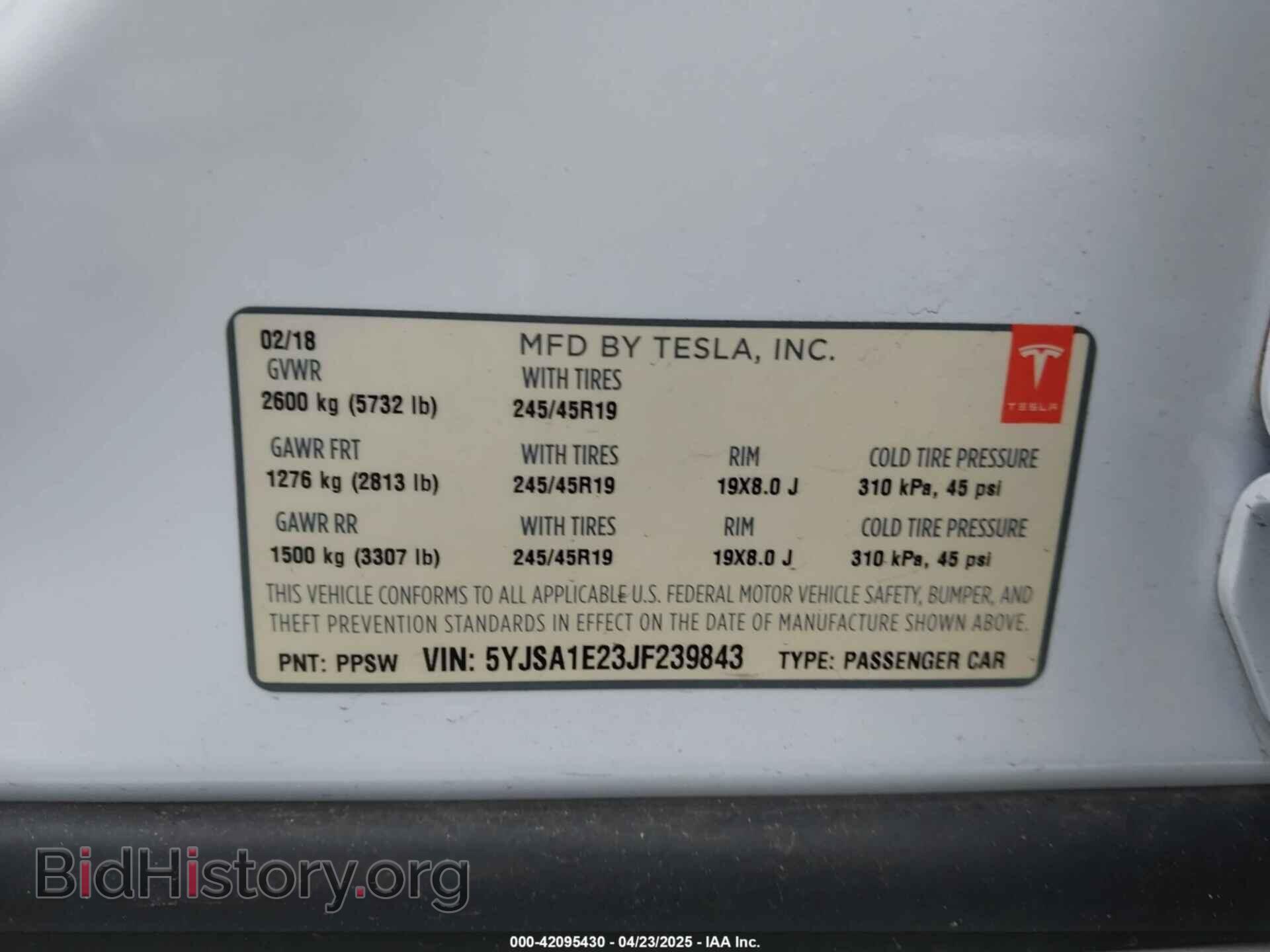 2018 TESLA MODEL S - VIN: 5YJSA1E23JF239843 - Photo 9