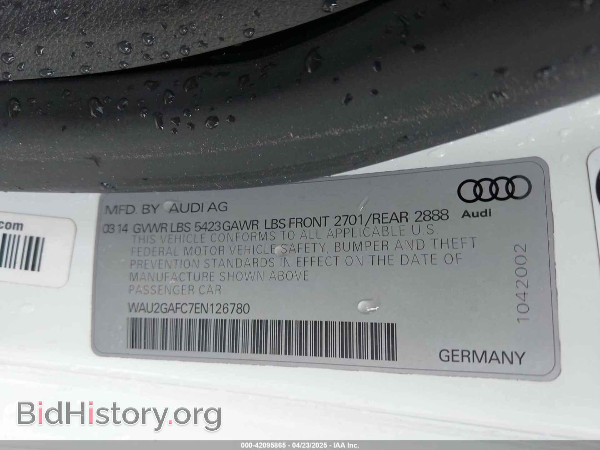 2014 AUDI A7 - VIN: WAU2GAFC7EN126780 - Фото 9