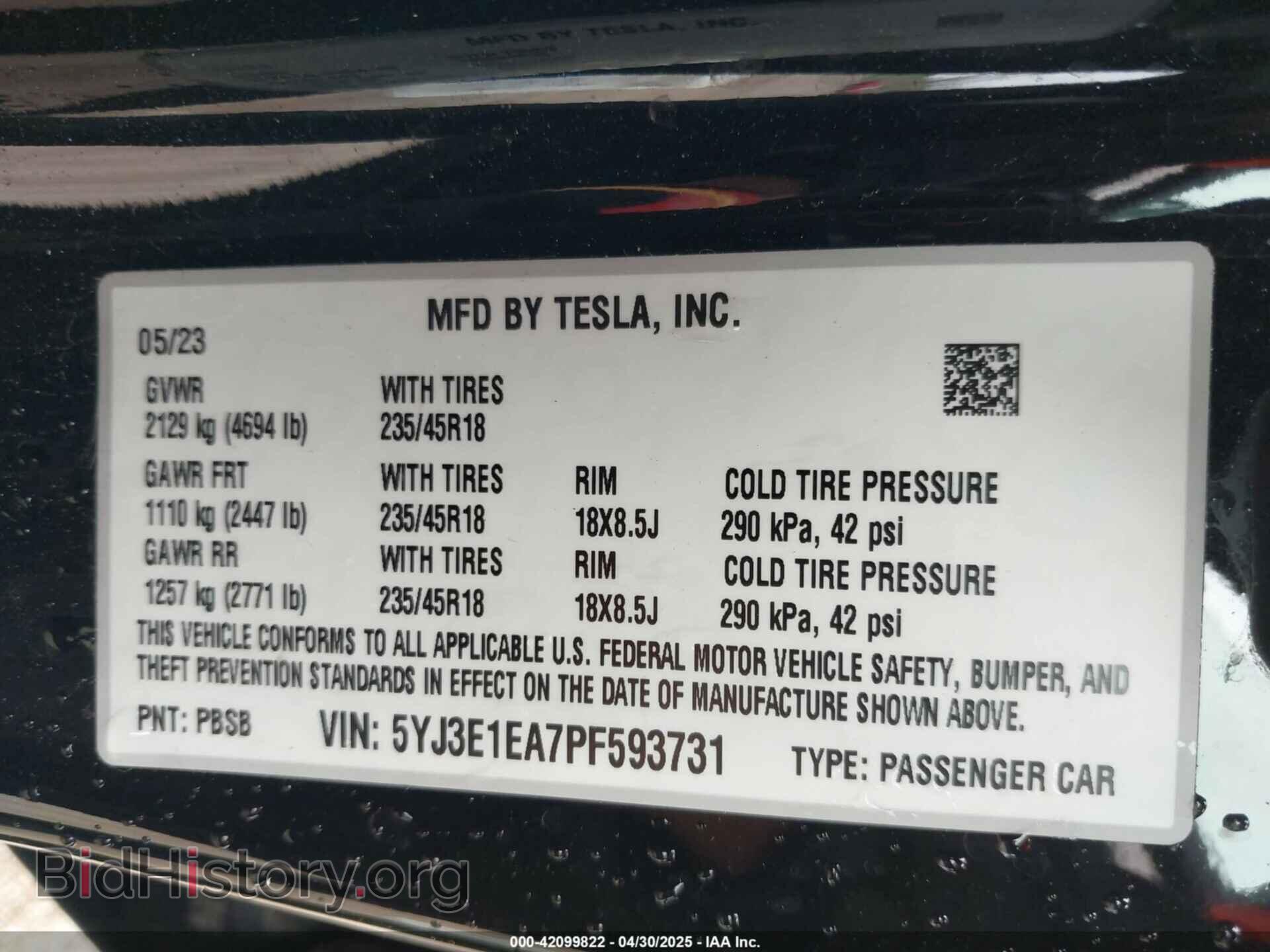 2023 TESLA MODEL 3 - VIN: 5YJ3E1EA7PF593731 - Фото 9