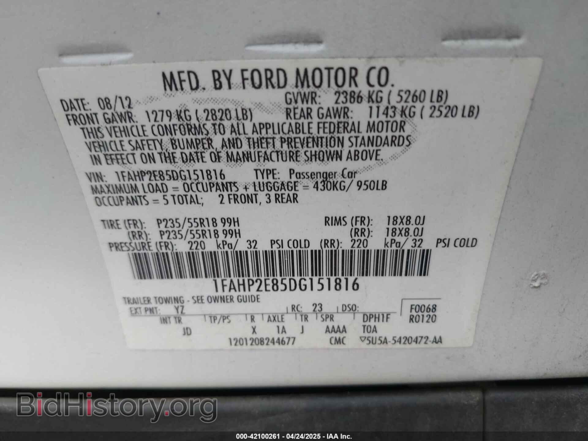2013 FORD TAURUS - VIN: 1FAHP2E85DG151816 - Photo 9
