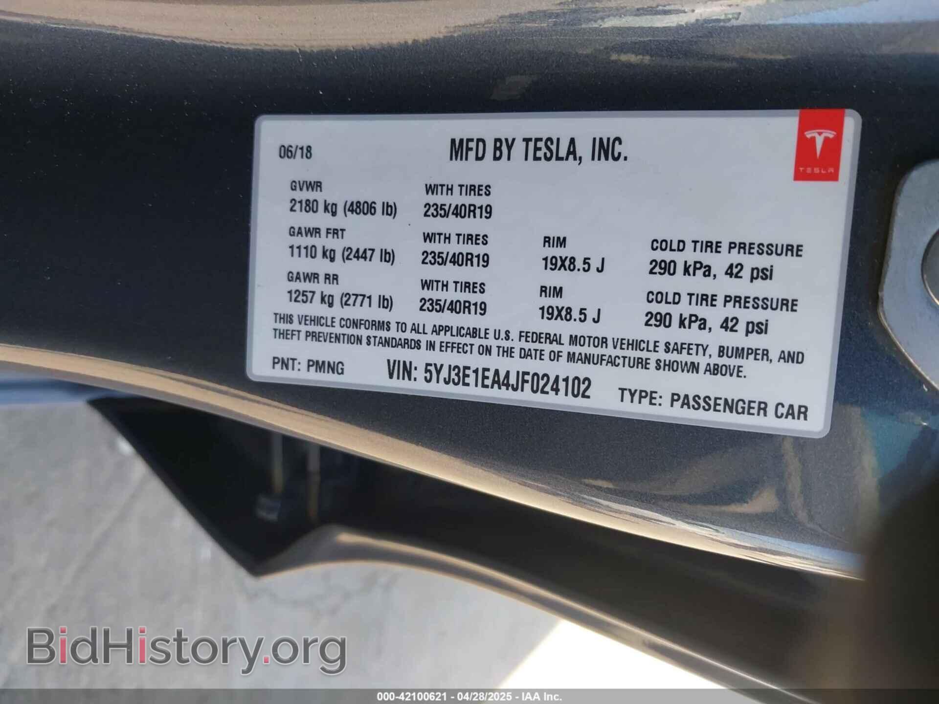 2018 TESLA MODEL 3 - VIN: 5YJ3E1EA4JF024102 - Фото 9