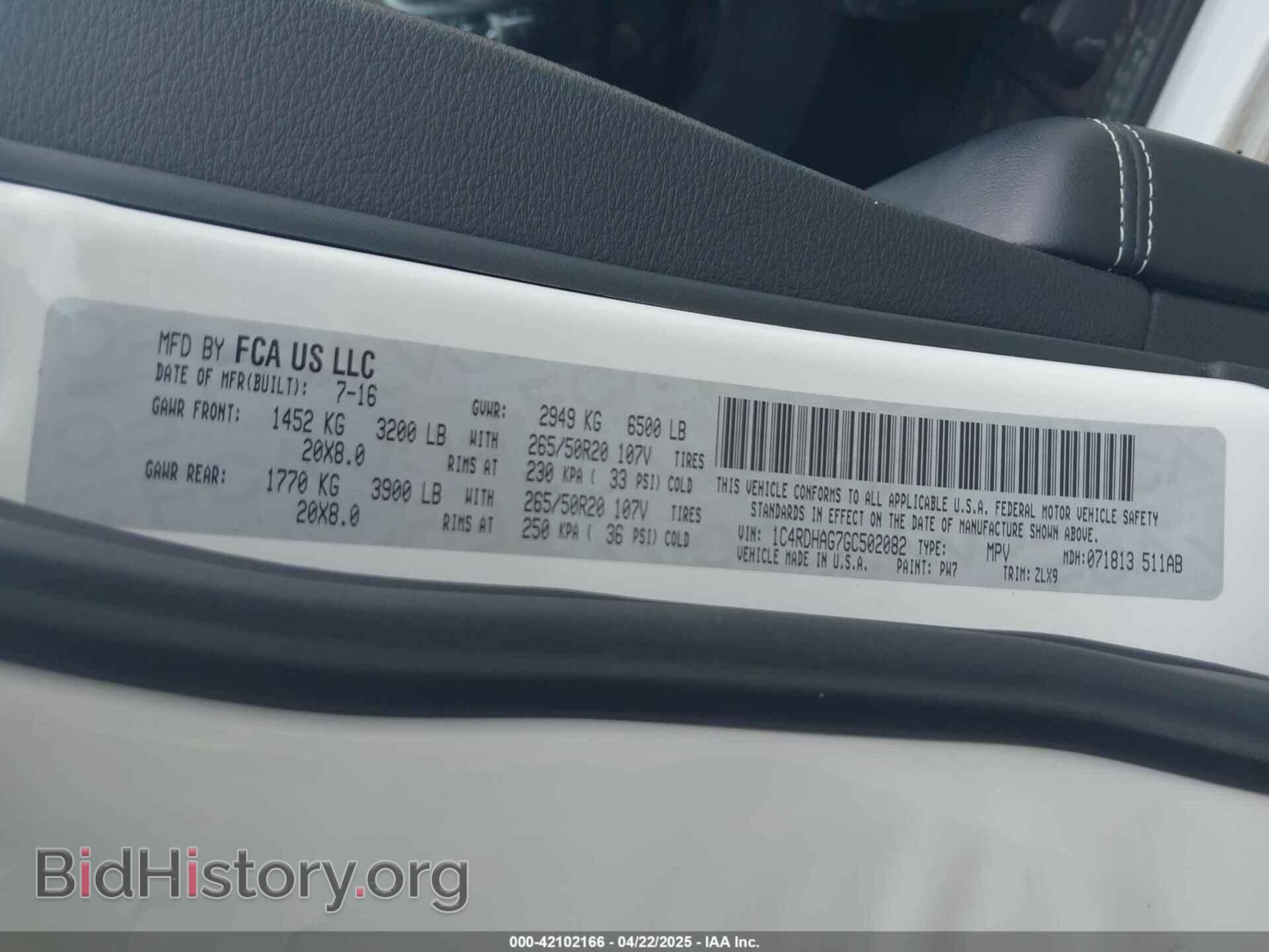 2016 DODGE DURANGO - VIN: 1C4RDHAG7GC502082 - Photo 9
