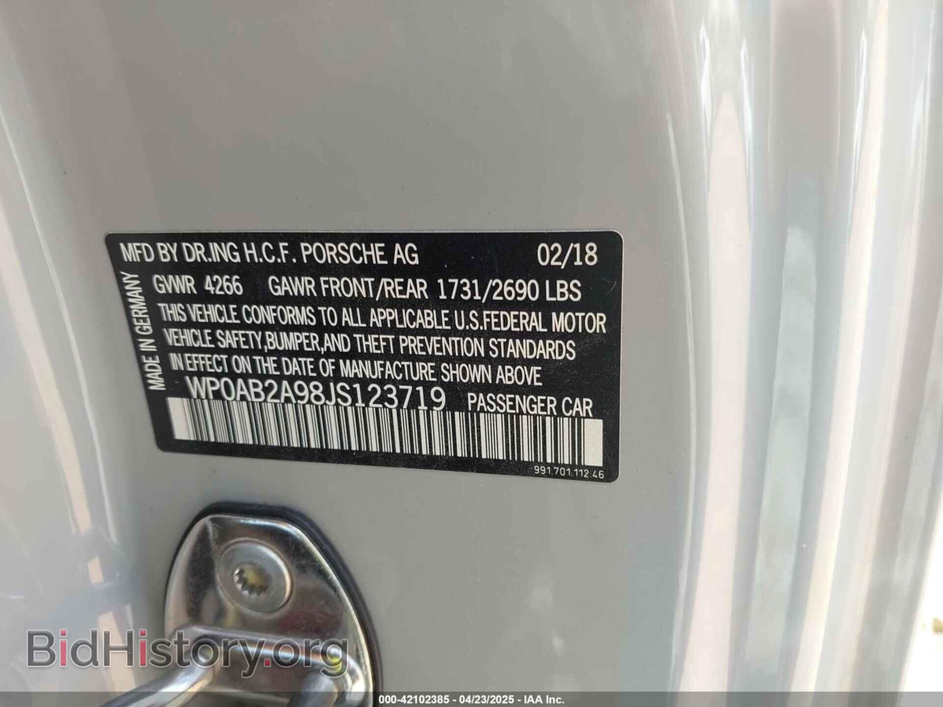 2018 PORSCHE 911 - VIN: WP0AB2A98JS123719 - Фото 9
