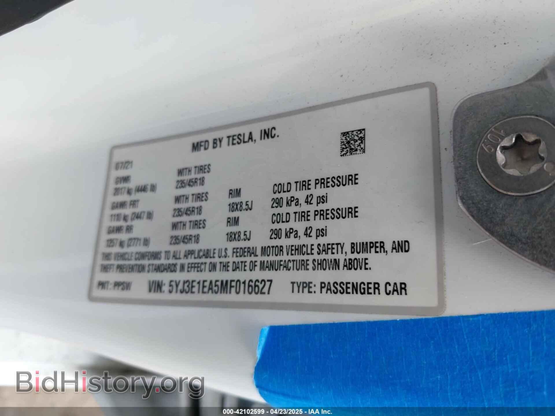 2021 TESLA MODEL 3 - VIN: 5YJ3E1EA5MF016627 - Фото 9