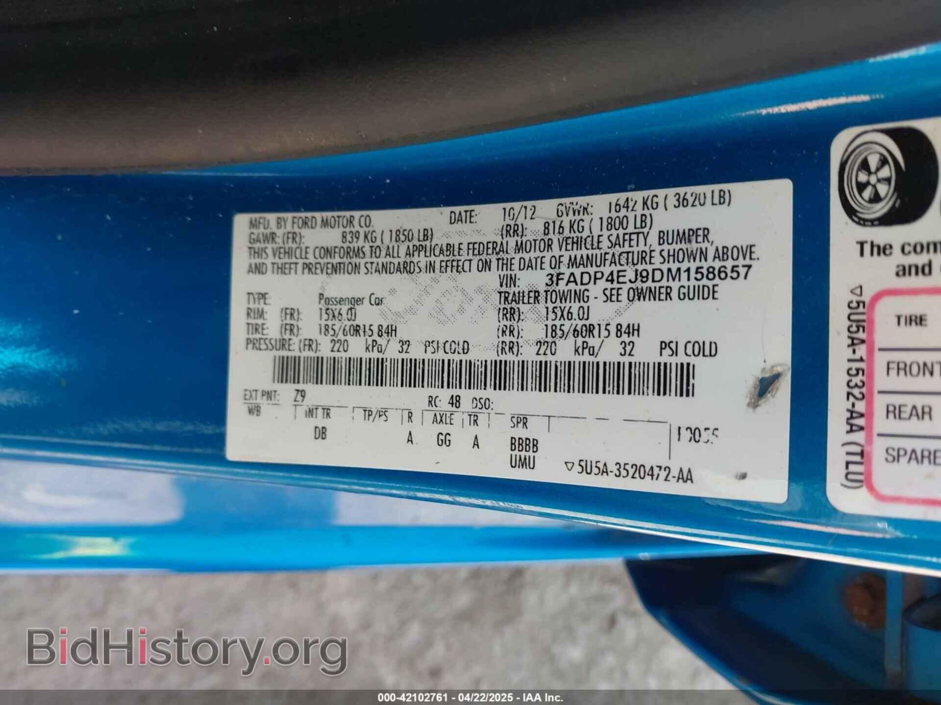 2013 FORD FIESTA - VIN: 3FADP4EJ9DM158657 - Фото 9