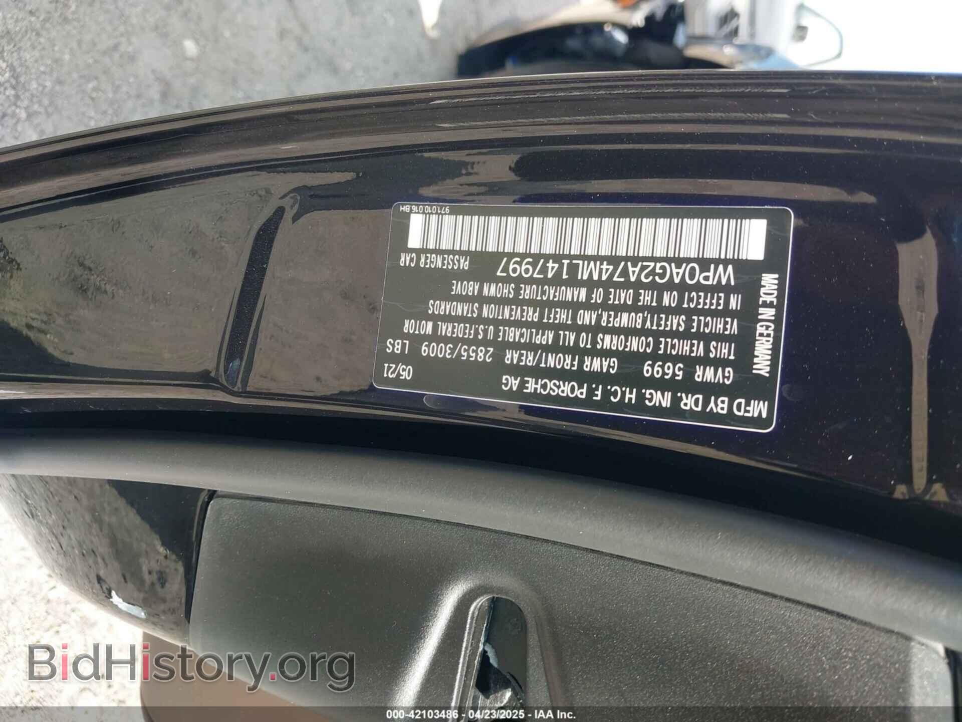 2021 PORSCHE PANAMERA - VIN: WP0AG2A74ML147997 - Фото 9