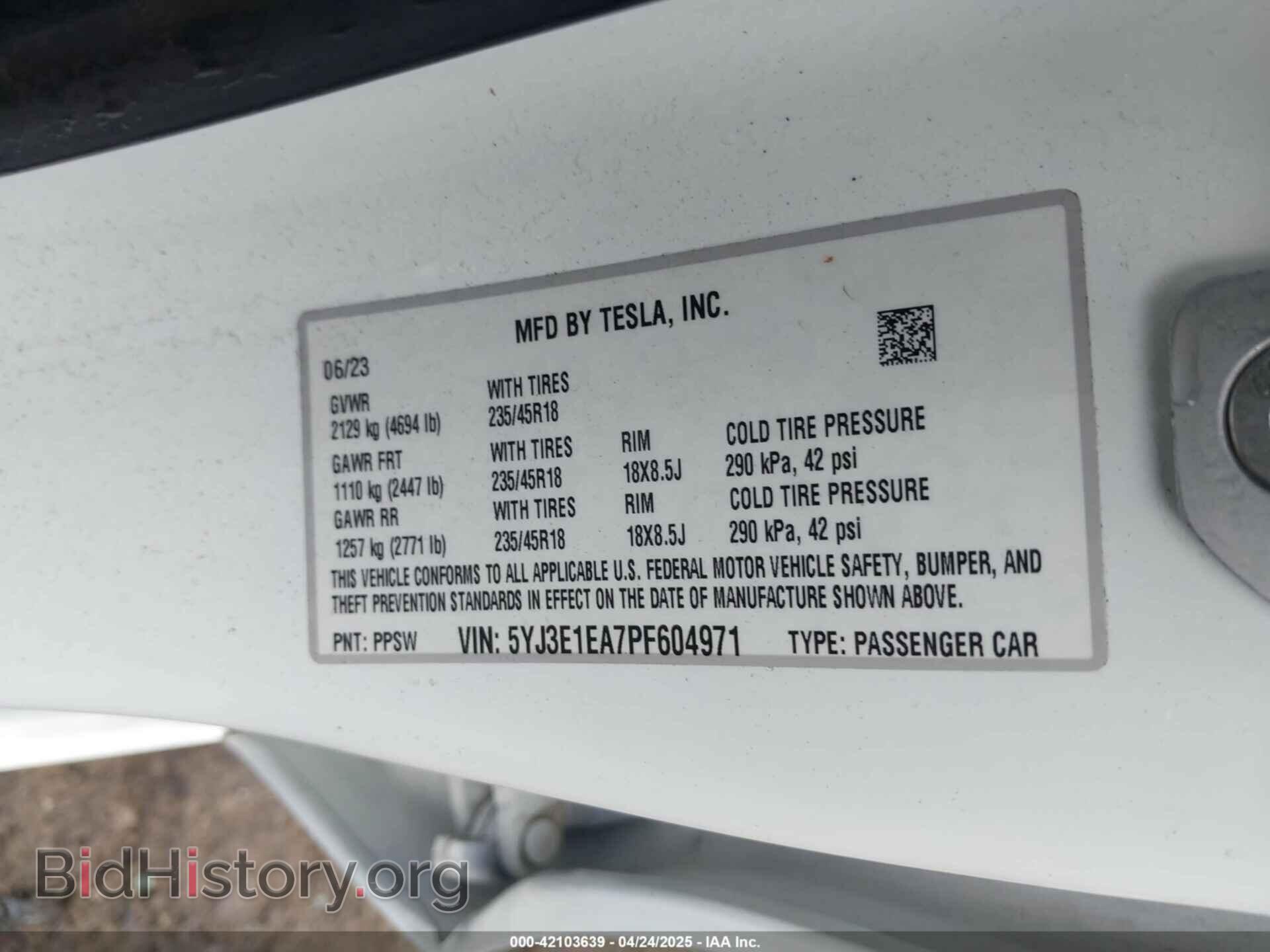 2023 TESLA MODEL 3 - VIN: 5YJ3E1EA7PF604971 - Фото 9