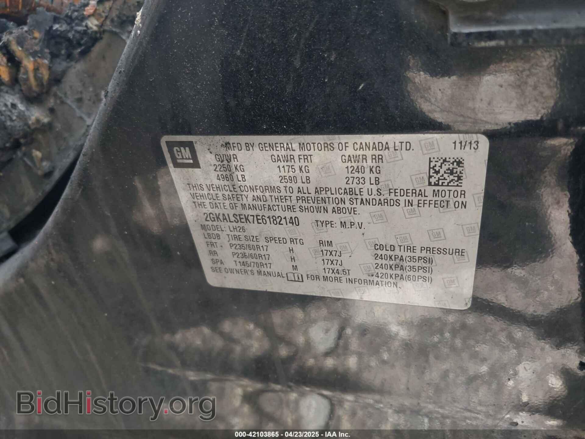 2014 GMC TERRAIN - VIN: 2GKALSEK7E6182140 - Фото 9