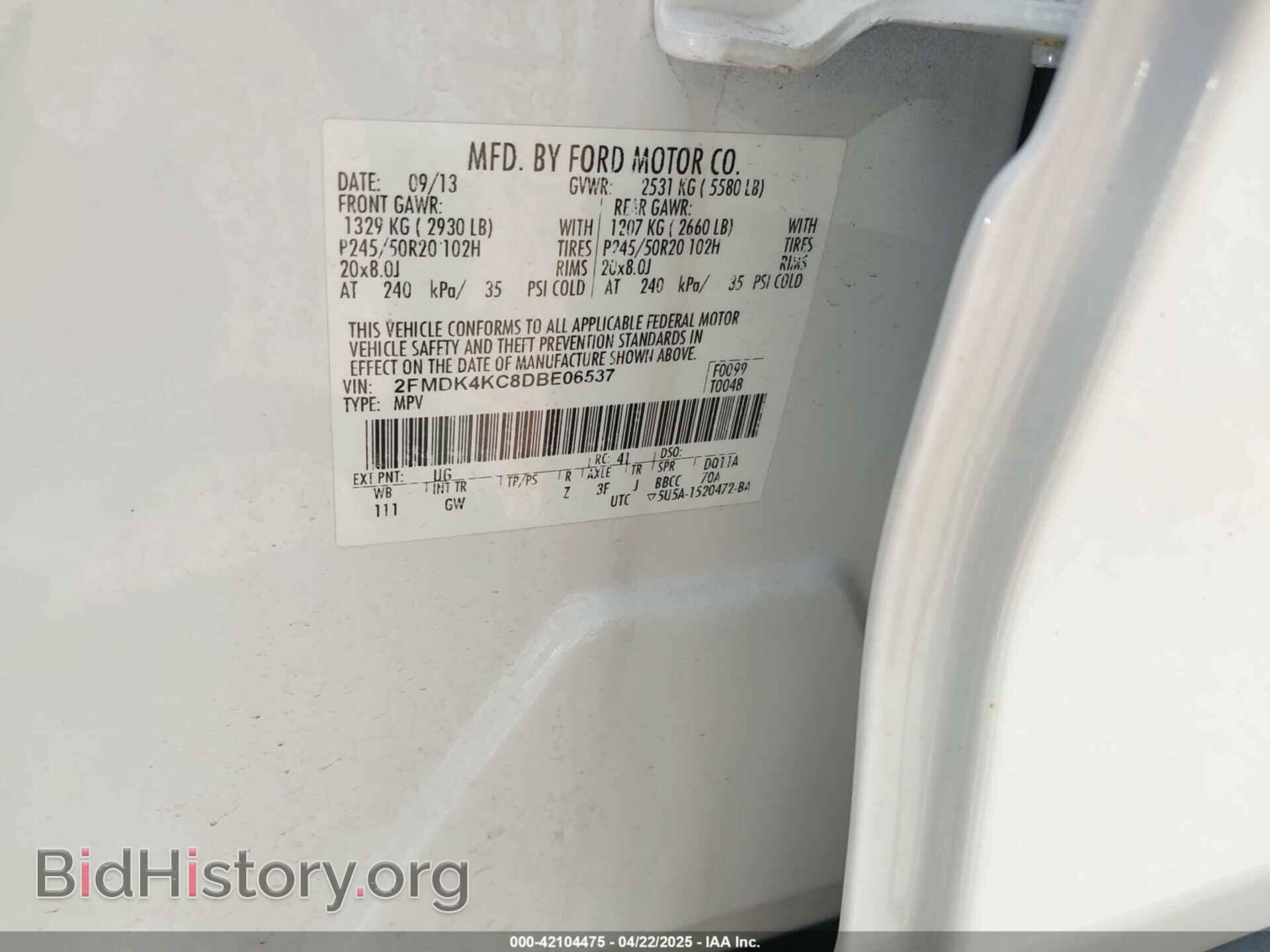 2013 FORD EDGE - VIN: 2FMDK4KC8DBE06537 - Photo 9