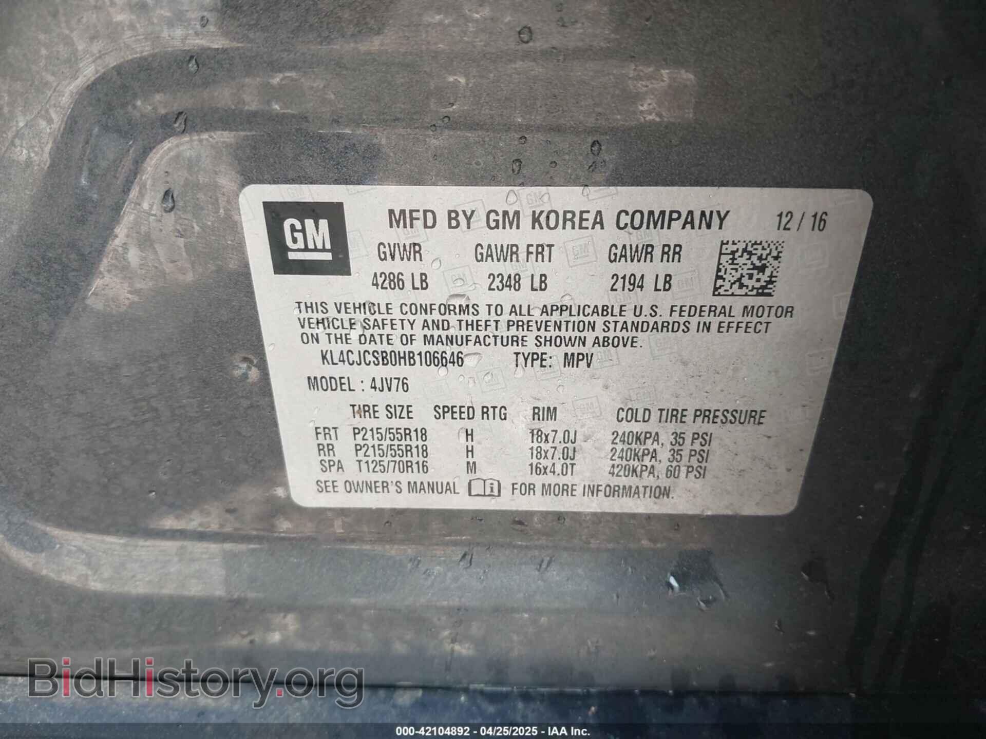 2017 BUICK ENCORE - VIN: KL4CJCSB0HB106646 - Photo 9