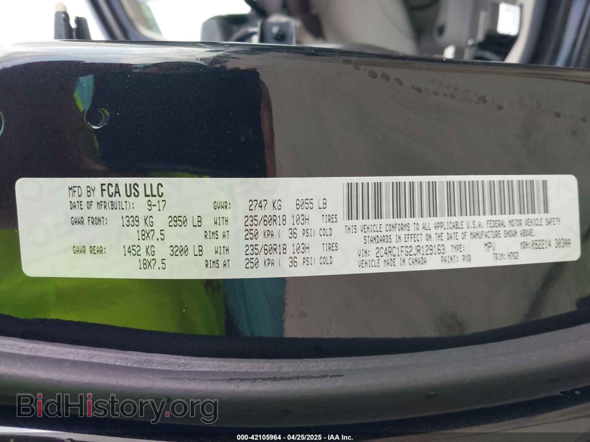 2018 CHRYSLER PACIFICA - VIN: 2C4RC1FG2JR129163 - Фото 9