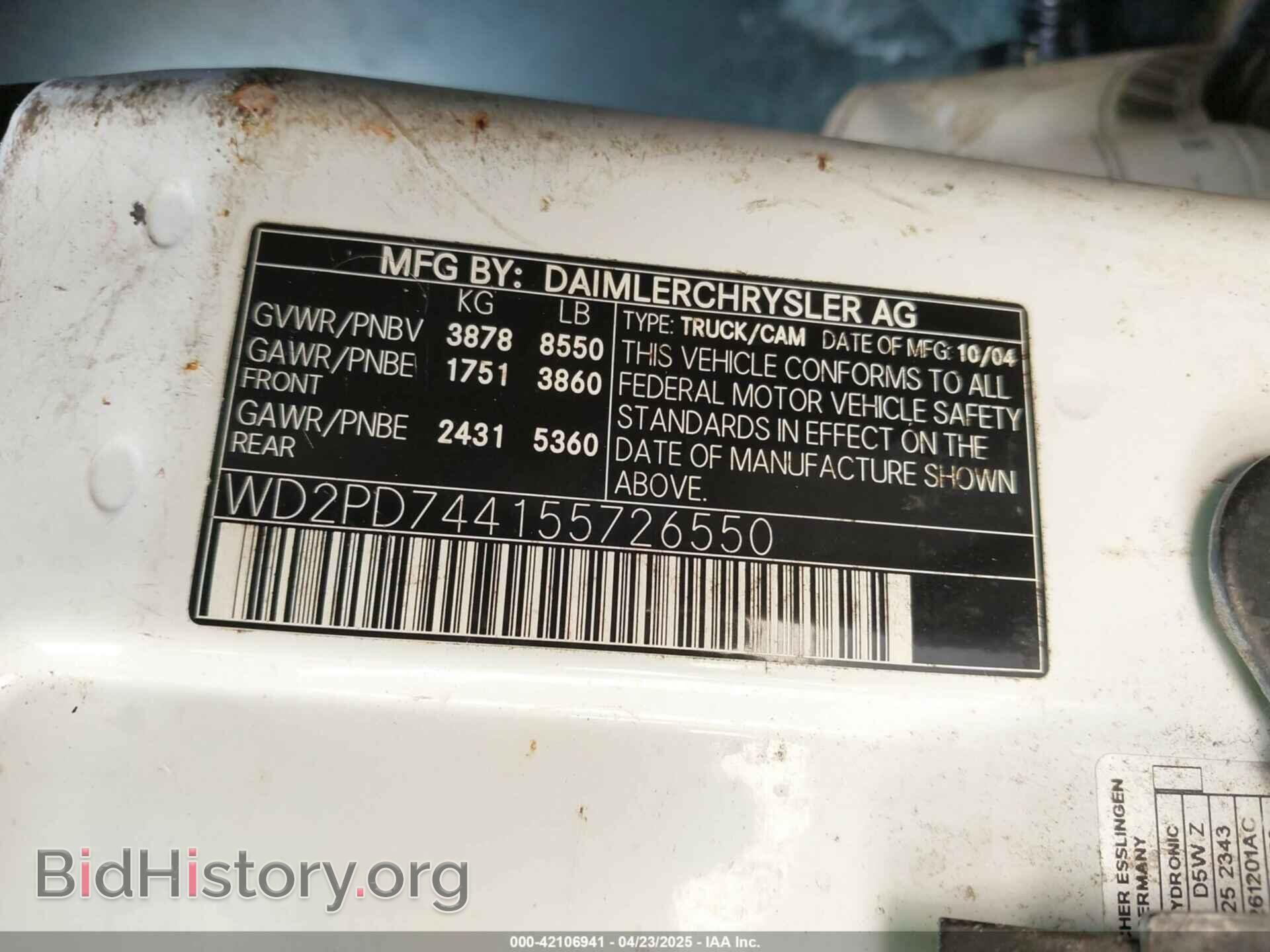 2005 DODGE SPRINTER VAN 2500 - VIN: WD2PD744155726550 - Photo 9