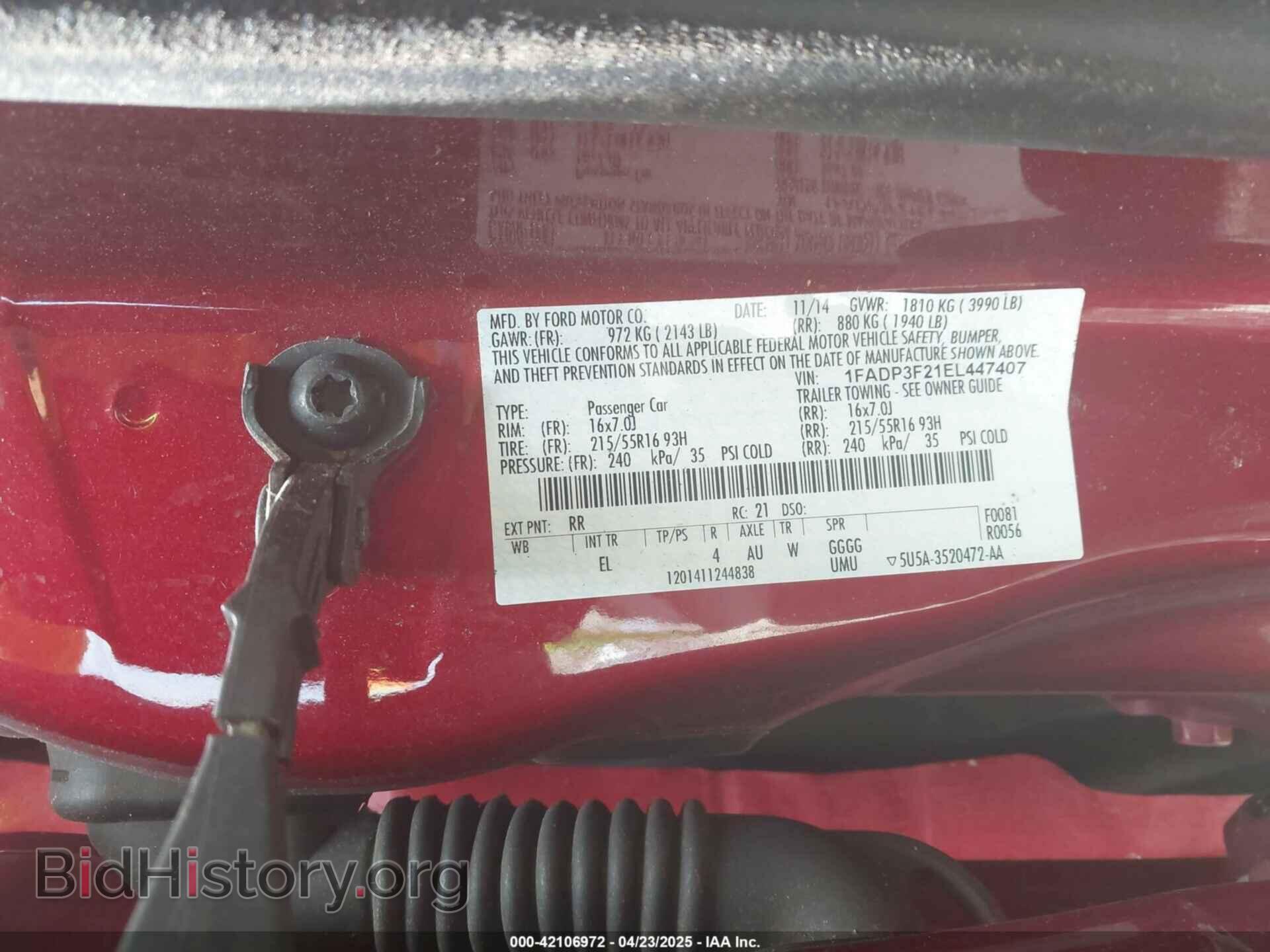2014 FORD FOCUS - VIN: 1FADP3F21EL447407 - Фото 9