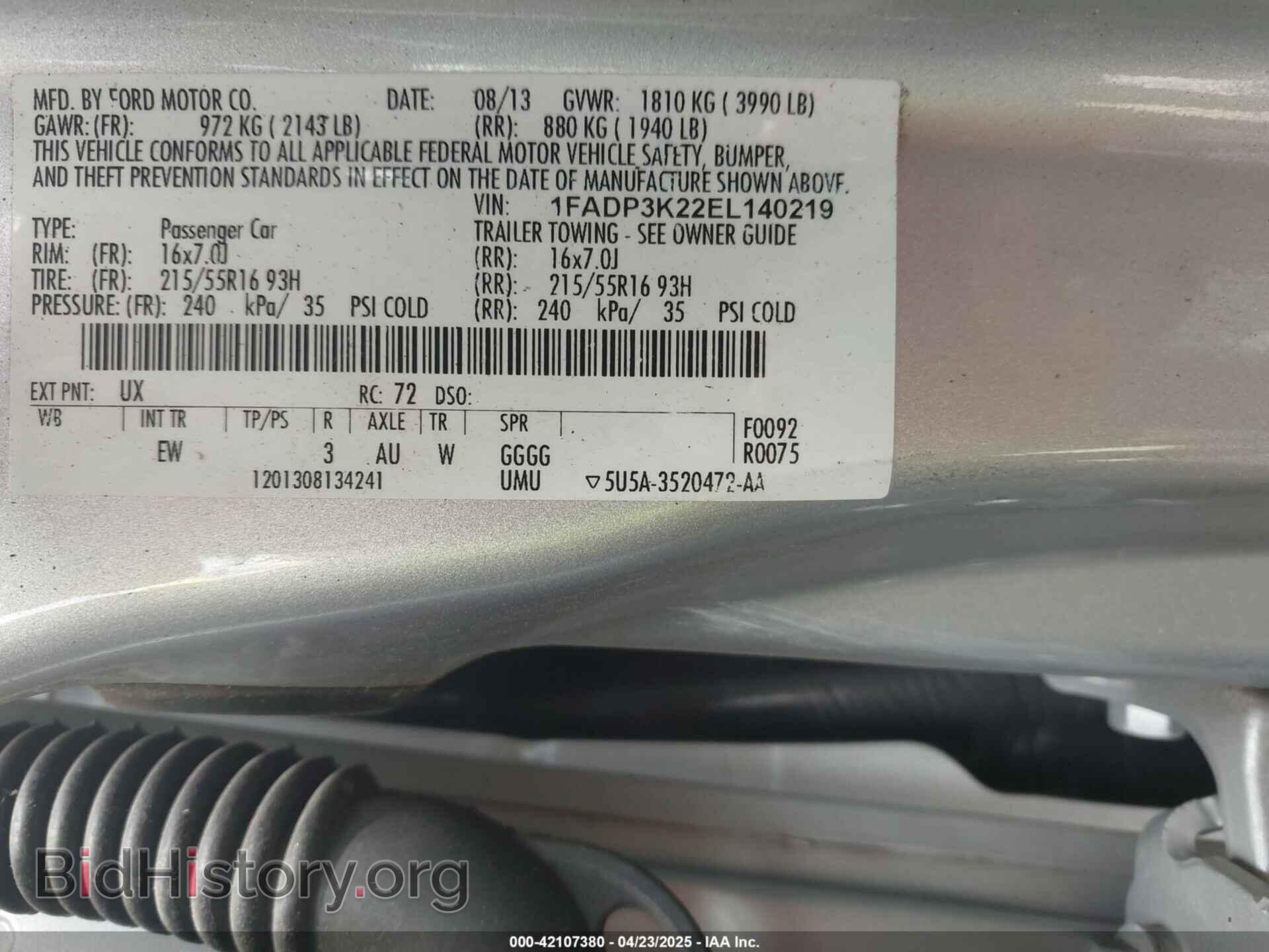 2014 FORD FOCUS - VIN: 1FADP3K22EL140219 - Фото 9