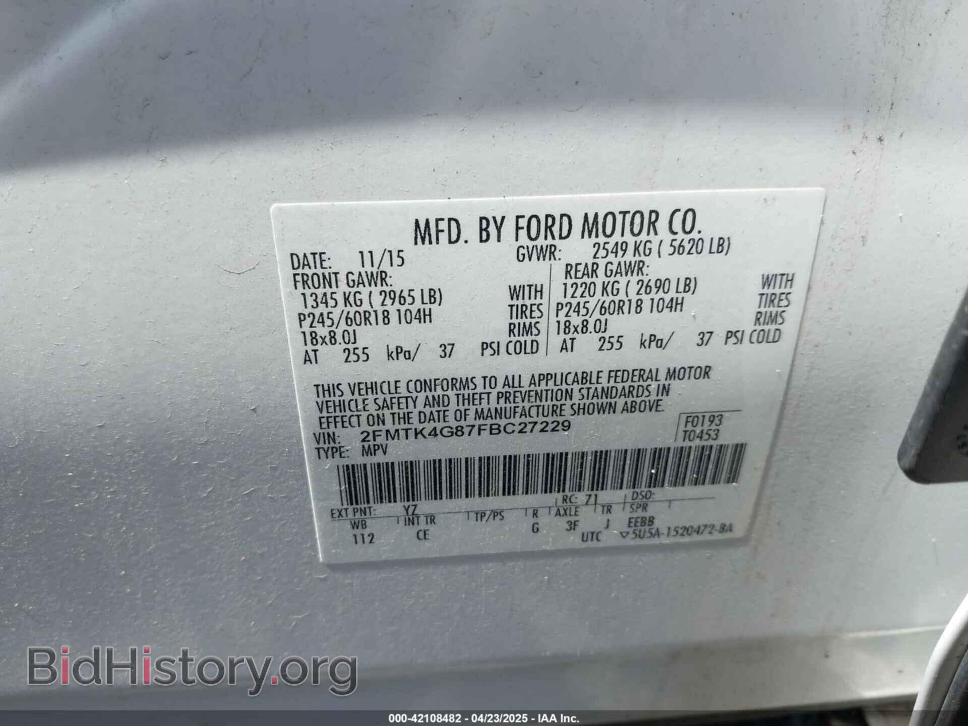 2015 FORD EDGE - VIN: 2FMTK4G87FBC27229 - Photo 9