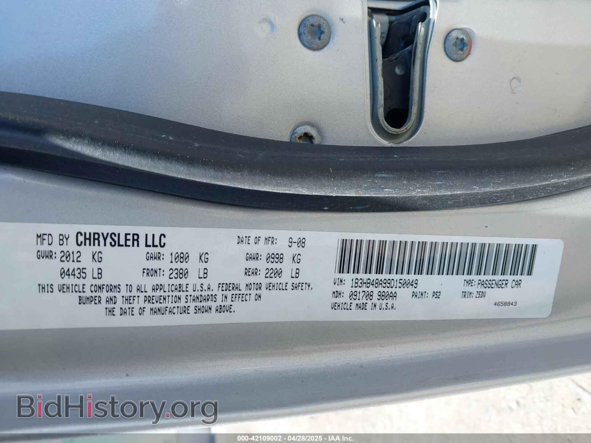 2009 DODGE CALIBER - VIN: 1B3HB48A99D150049 - Photo 9